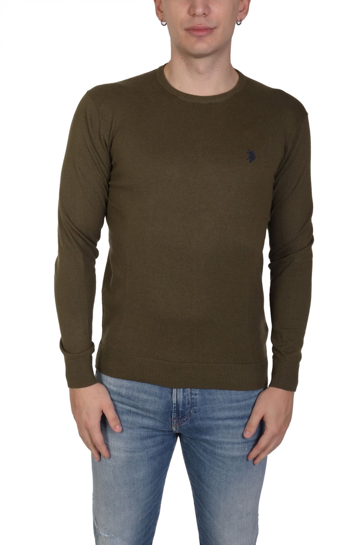 U.S.POLO ASSN ΠΛΕΚΤΟ CREW NECK LOGO LEON ΡΑΦ ΜΠΛΕ