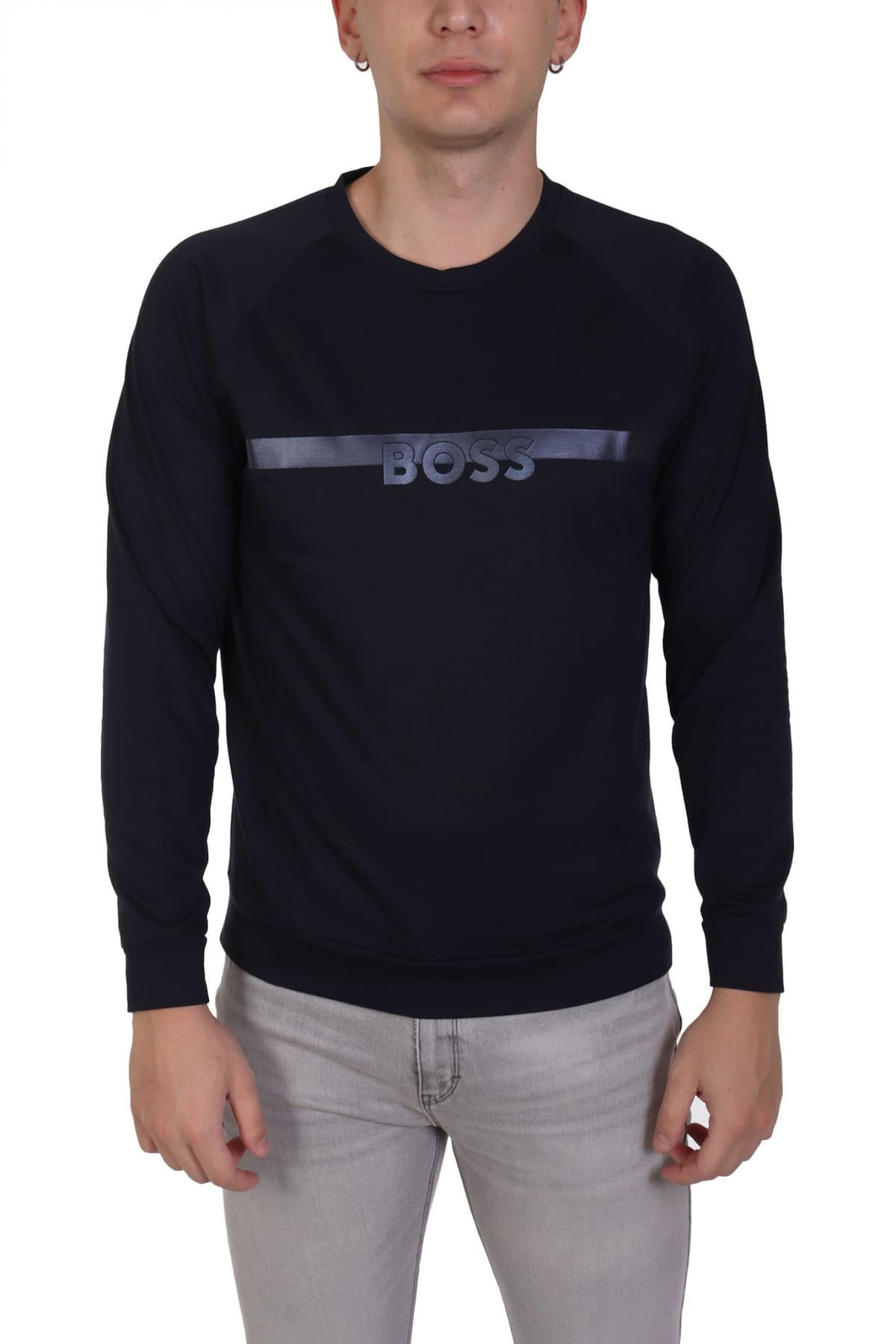BOSS HOMEWEAR ΦΟΥΤΕΡ CREW NECK AUTHENTIC SWEATSHIRT ΜΠΛΕ