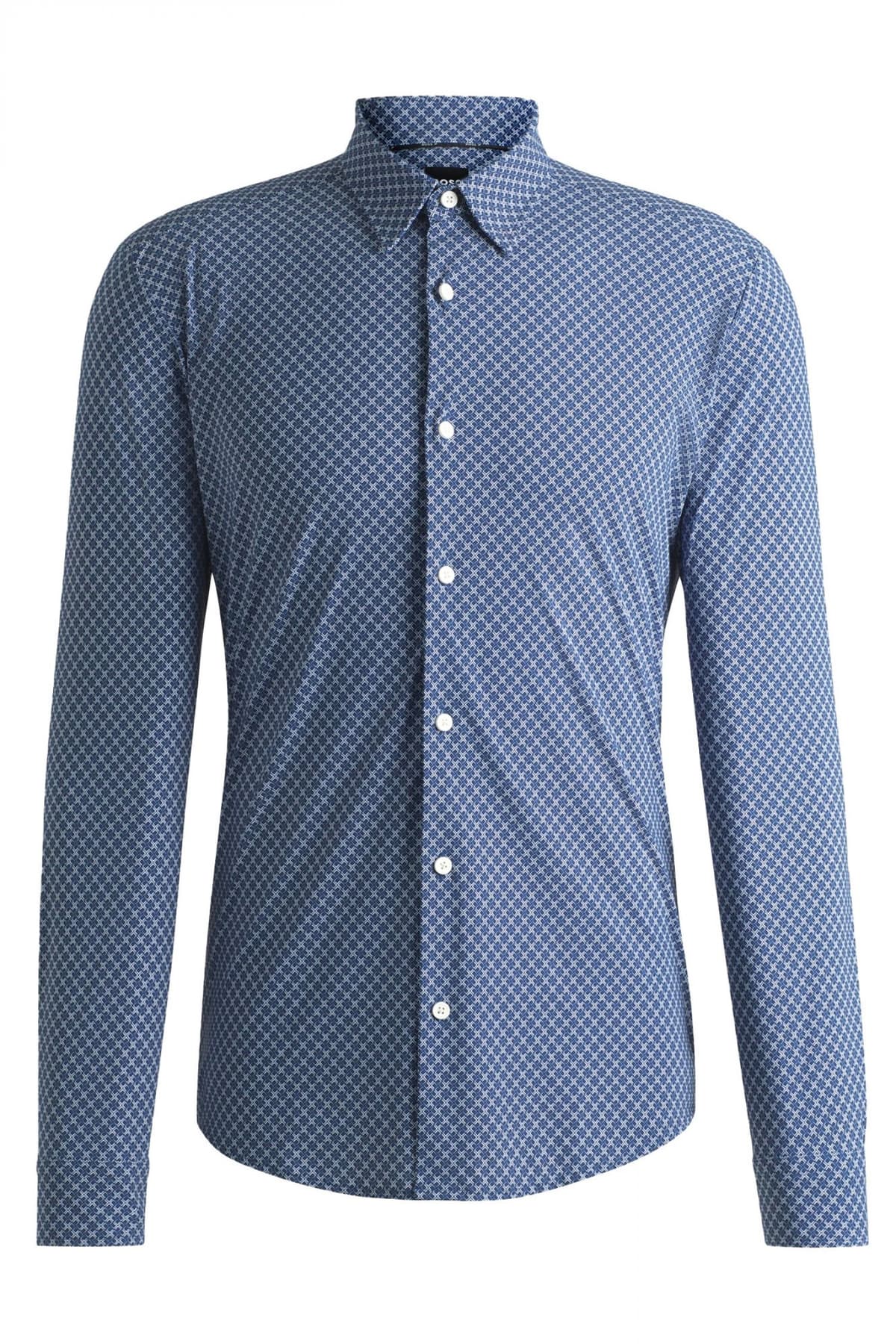 BOSS ΠΟΥΚΑΜΙΣΟ ΜΙΚΡΟΣΧΕΔΙΟ SLIM FIT P-ROAN-KENT-C1-233 ΜΠΛΕ