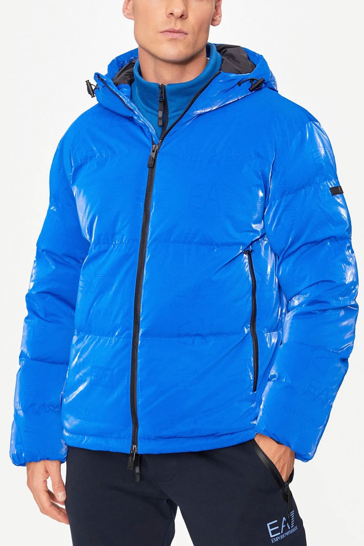 ARMANI 7 ΜΠΟΥΦΑΝ ΦΟΥΣΚΩΤΟ HOODIE LOGO ΜΑΥΡΟ