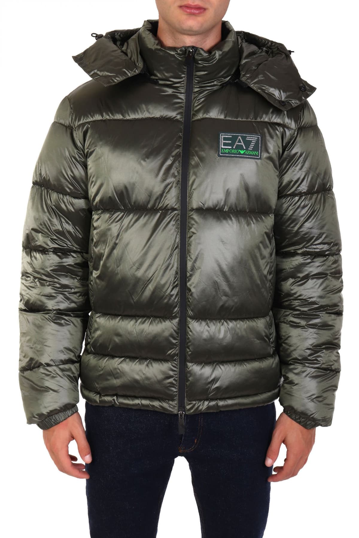 EMPORIO ARMANI 7 ΜΠΟΥΦΑΝ PUFFER ΑΠΟΣΠΩΜΕΝΗ ΚΟΥΚΟΥΛΑ LOGO ΧΑΚΙ