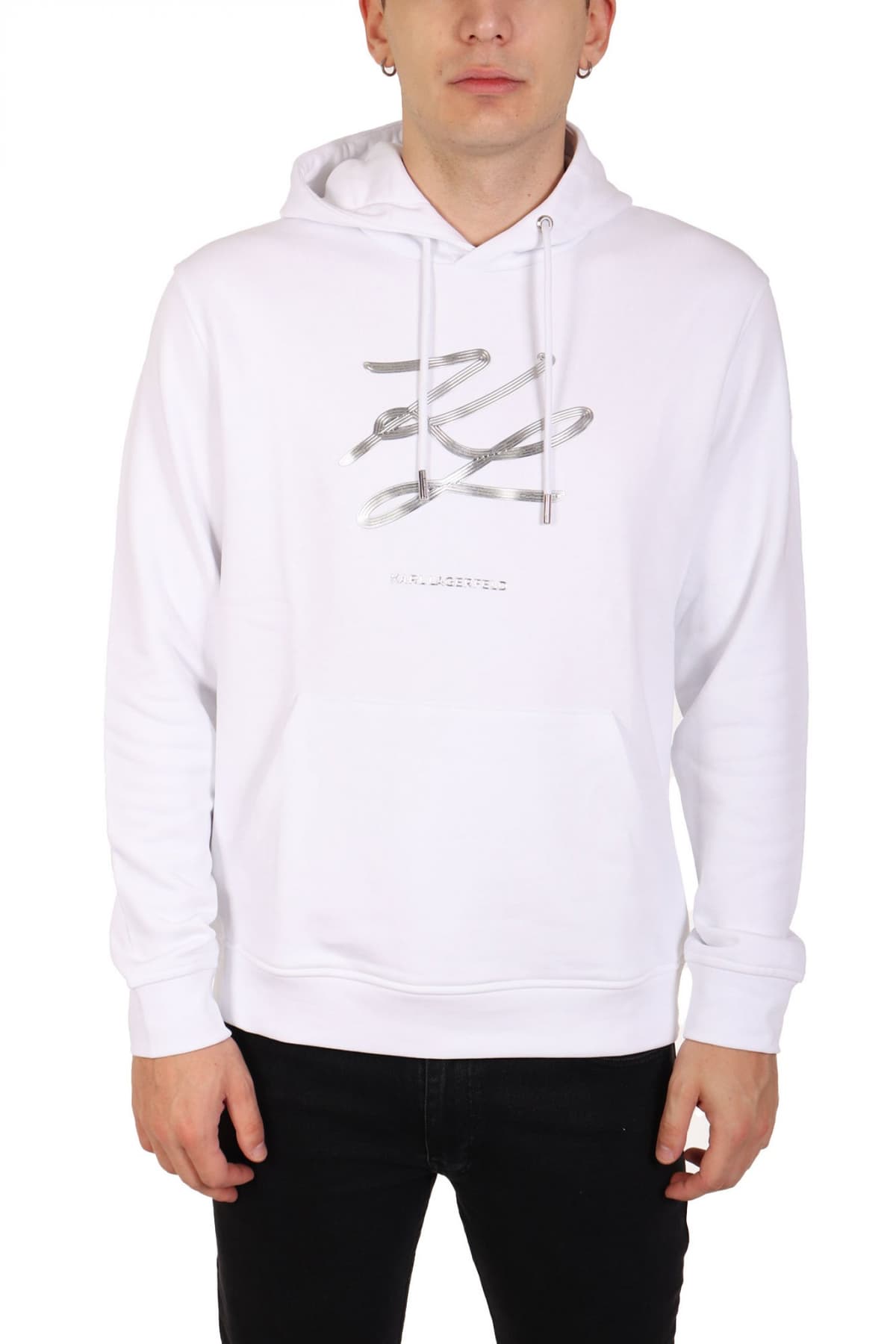 KARL LAGERFELD ΦΟΥΤΕΡ HOODIE SILVER LOGO ΛΕΥΚΟ