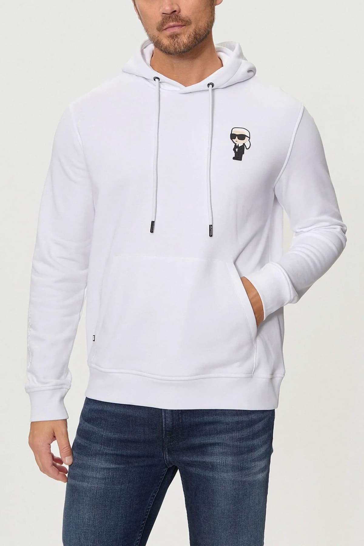 KARL LAGERFELD ΦΟΥΤΕΡ HOODIE LOGO ΛΕΥΚΟ