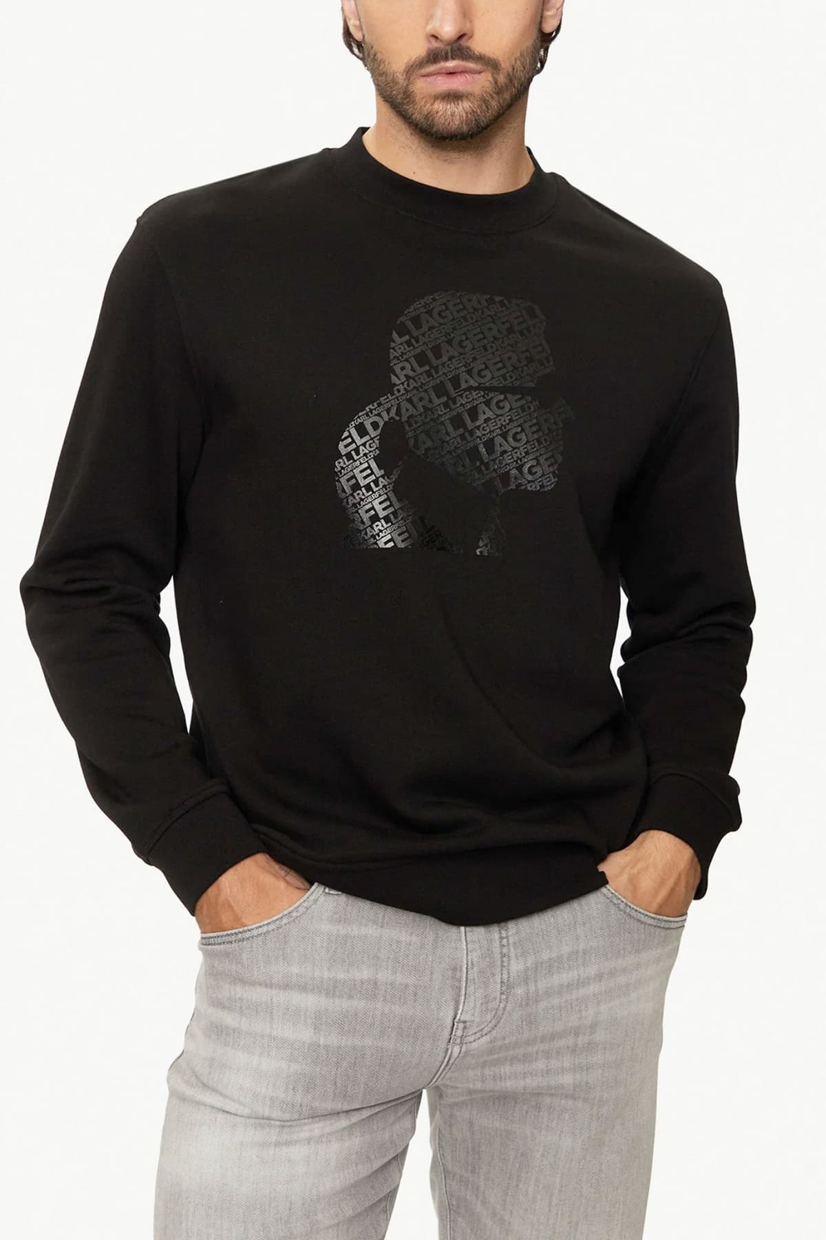 KARL LAGERFELD ΦΟΥΤΕΡ CREW NECK LOGO ΜΑΥΡΟ