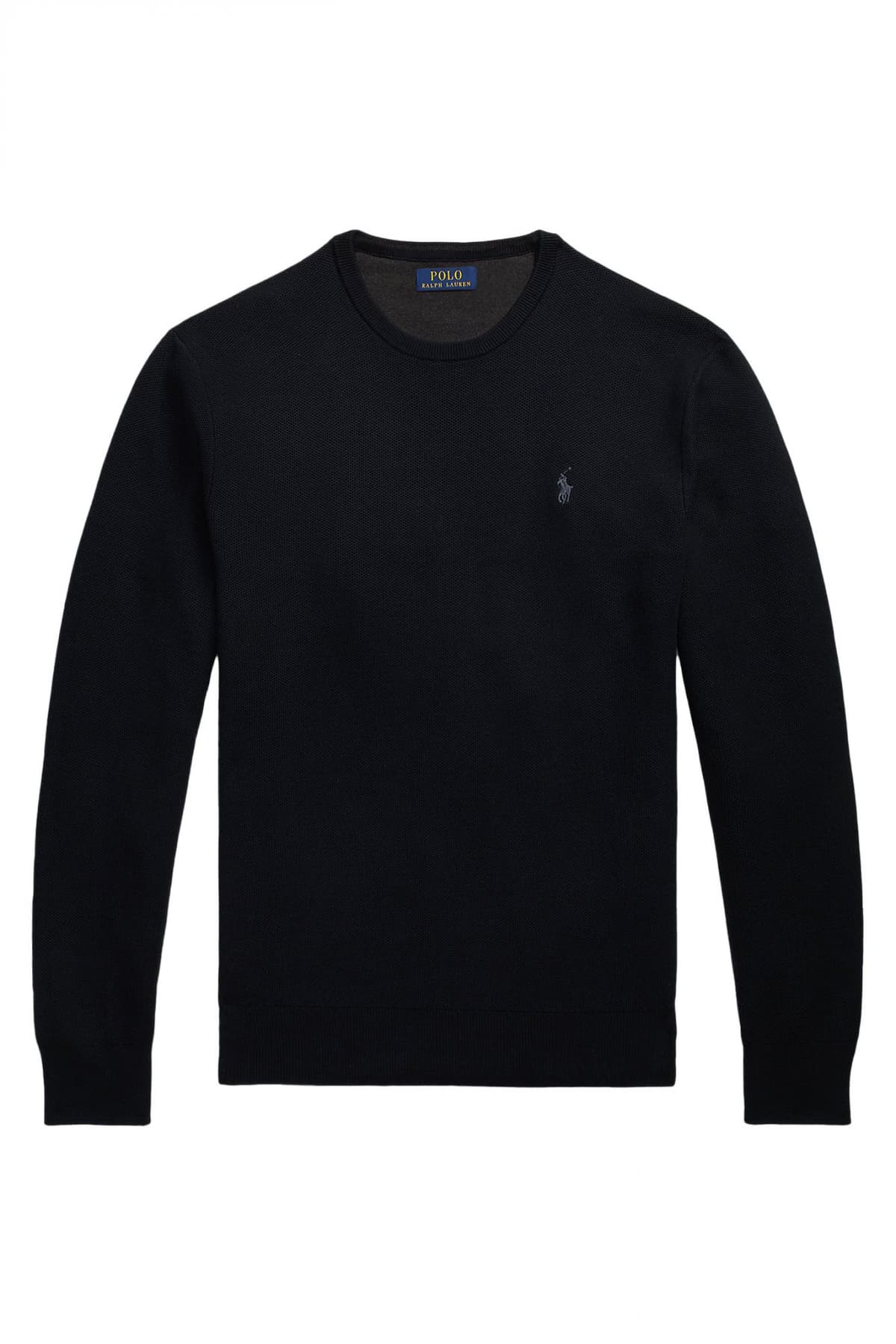 RALPH LAUREN ΠΛΕΚΤΟ CREW NECK LOGO ΜΑΥΡΟ