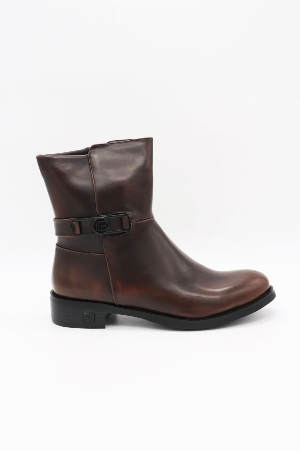 LAURA BIAGIOTTI ΠΑΠΟΥΤΣΙΑ ΜΠΟΤΑΚΙΑ ΦΕΡΜΟΥΑΡ METAΛΛΙΚΟ LOGO ΣΚΟΥΡΟ ΚΑΦΕ