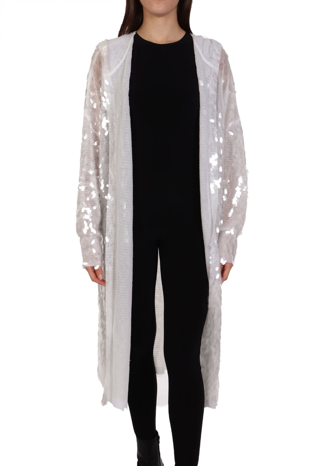 NORMA KAMALI ΖΑΚΕΤΑ HOODED ROBE TO KNEE ΠΑΓΙΕΤΑ ΛΕΥΚΟ