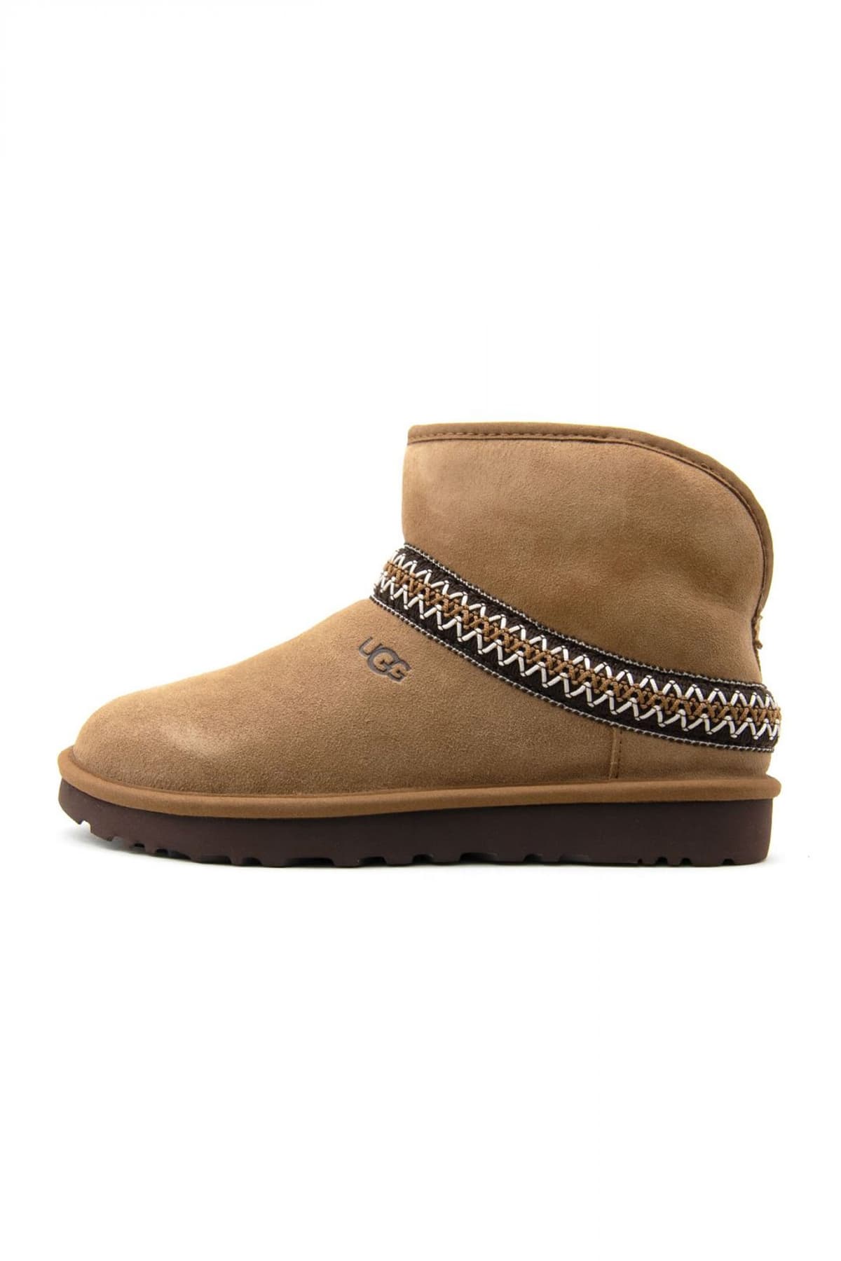 UGG ΠΑΠΟΥΤΣΙΑ ΜΠΟΤΑΚΙΑ W CLASSIC MINI CRESCENT LOGO ΜΑΥΡΟ