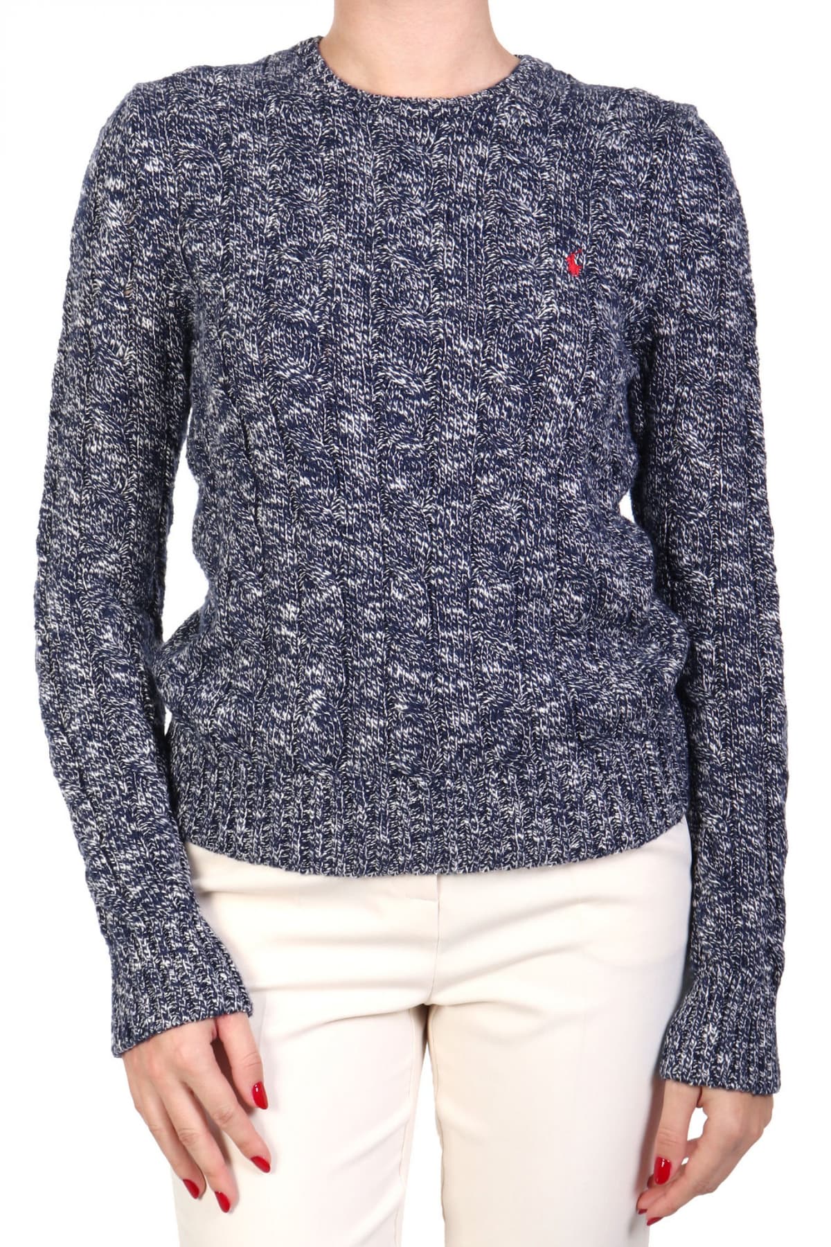 RALPH LAUREN ΠΛΕΚΤΟ CREW NECK CABLE ΜΕΛΑΝΖΕ ΜΠΛΕ