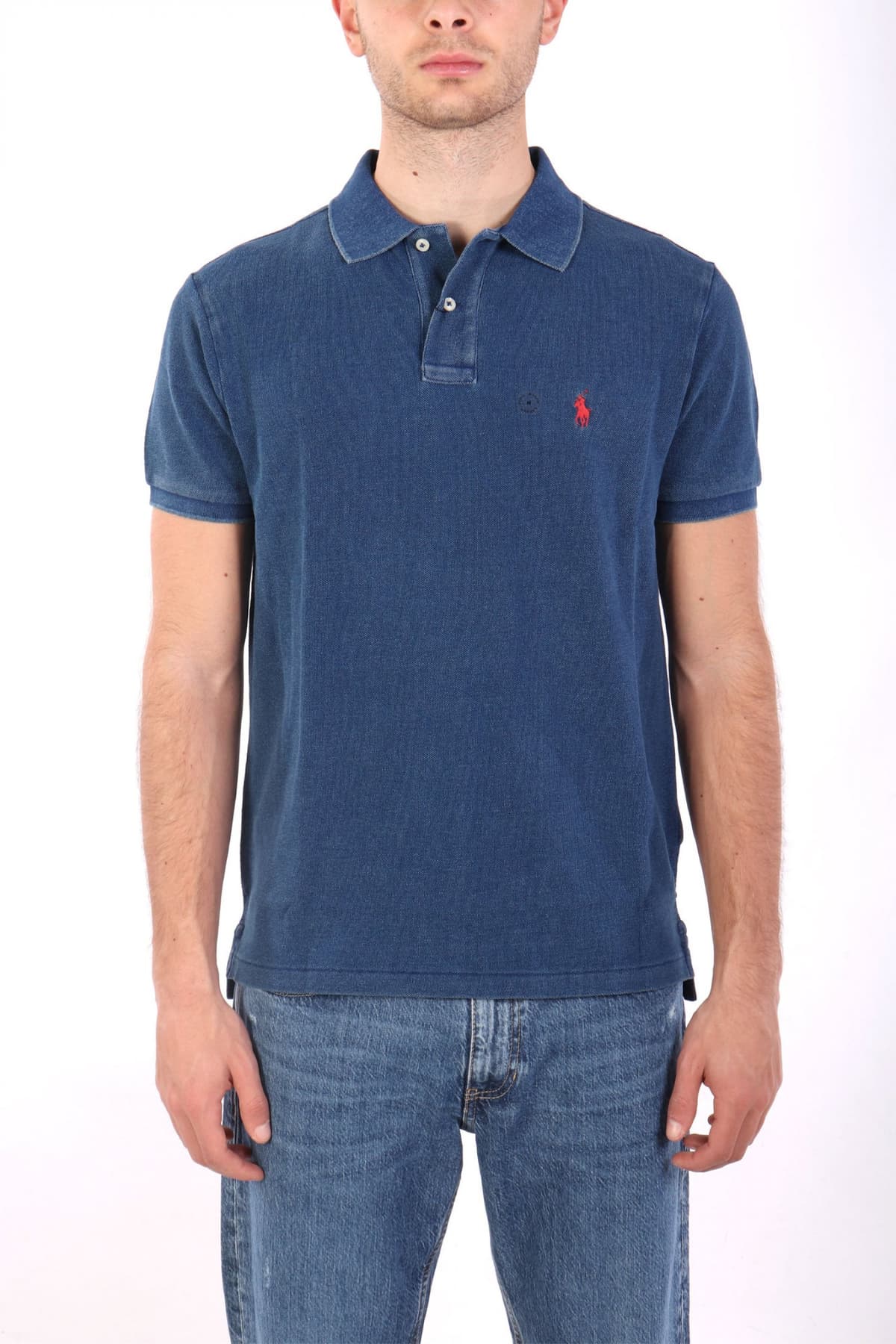 RALPH LAUREN POLO CUSTOM SLIM FIT LOGO WASHED ΡΑΦ ΜΠΛΕ