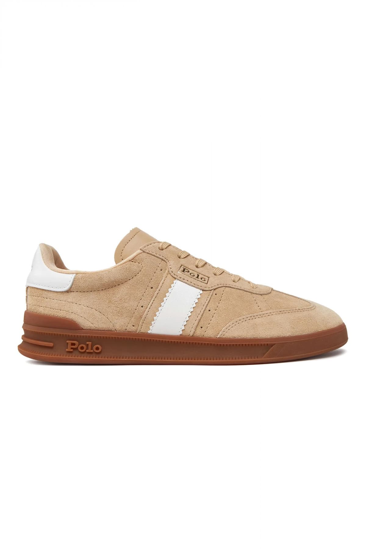 RALPH LAUREN ΠΑΠΟΥΤΣΙΑ SNEAKERS HTR AERA-SK-LTL CHAMOIS ΣΟΥΕΤ LOGO ΛΕΥΚΕΣ ΛΕΠΤΟΜΕΡΕΙΕΣ ΜΠΕΖ
