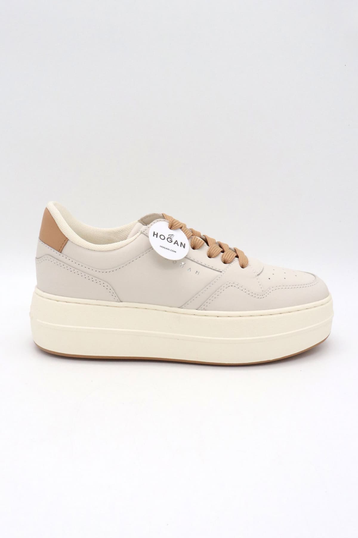 HOGAN ΠΑΠΟΥΤΣΙΑ SNEAKERS H670 ALLACCIATO ΔΕΡΜΑ ΕΚΡΟΥ-ΜΠΕΖ