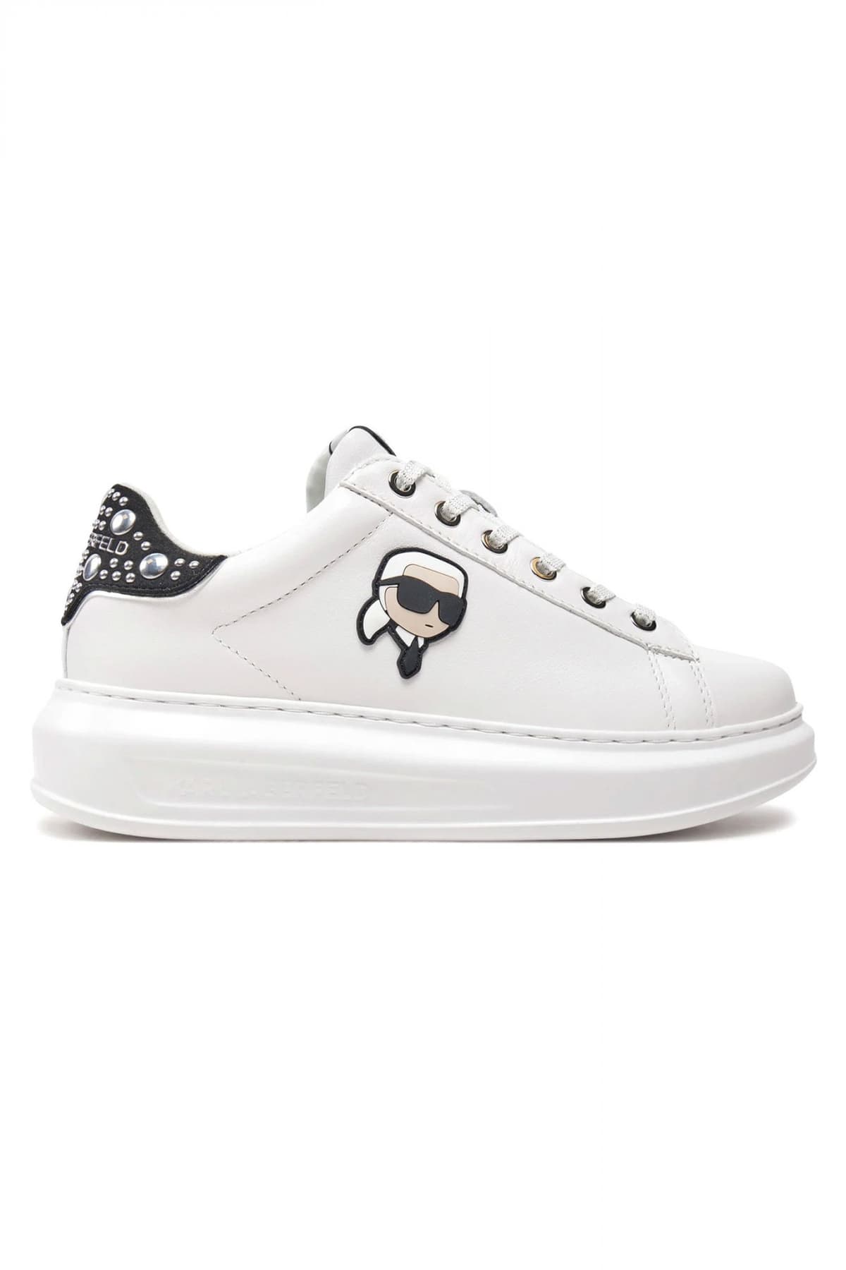 KARL LAGERFELD ΠΑΠΟΥΤΣΙΑ SNEAKERS KAPRI ΜΕΤΑΛΛΙΚΕΣ ΛΕΠΤΟΜΕΡΙΕΣ LOGO ΜΑΥΡΟ/ΛΕΥΚΟ