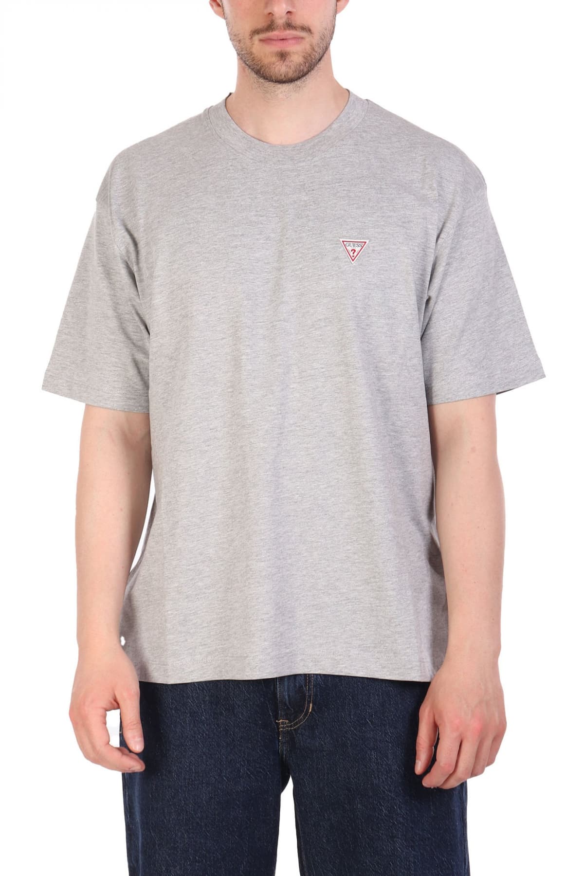 GUESS JEANS T-SHIRT CREWNECK OVERSIZED FIT LOGO ΓΚΡΙ