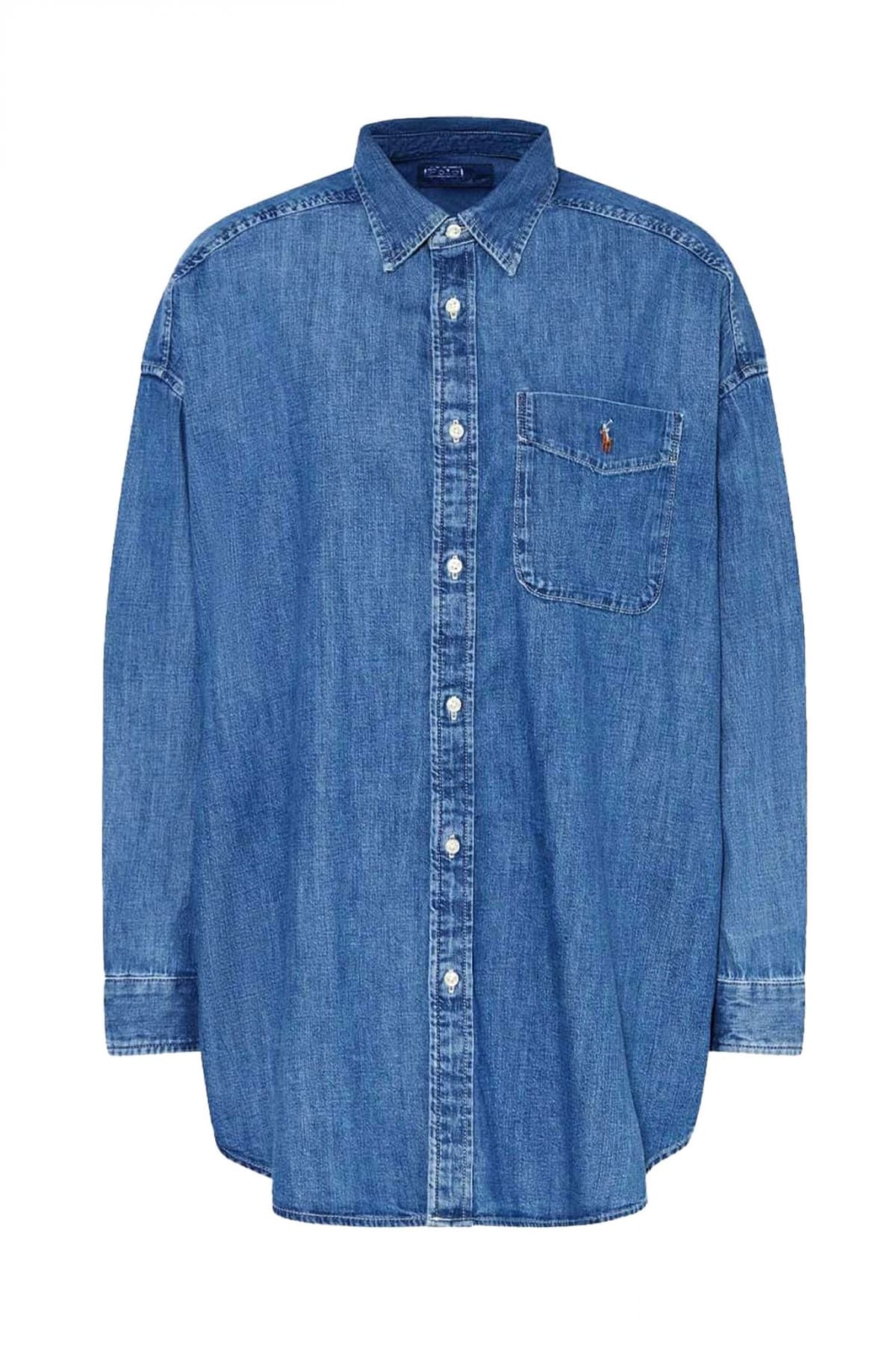 RALPH LAUREN ΠΟΥΚΑΜΙΣΟ JEANS CLASSICS LOGO ΜΠΛΕ