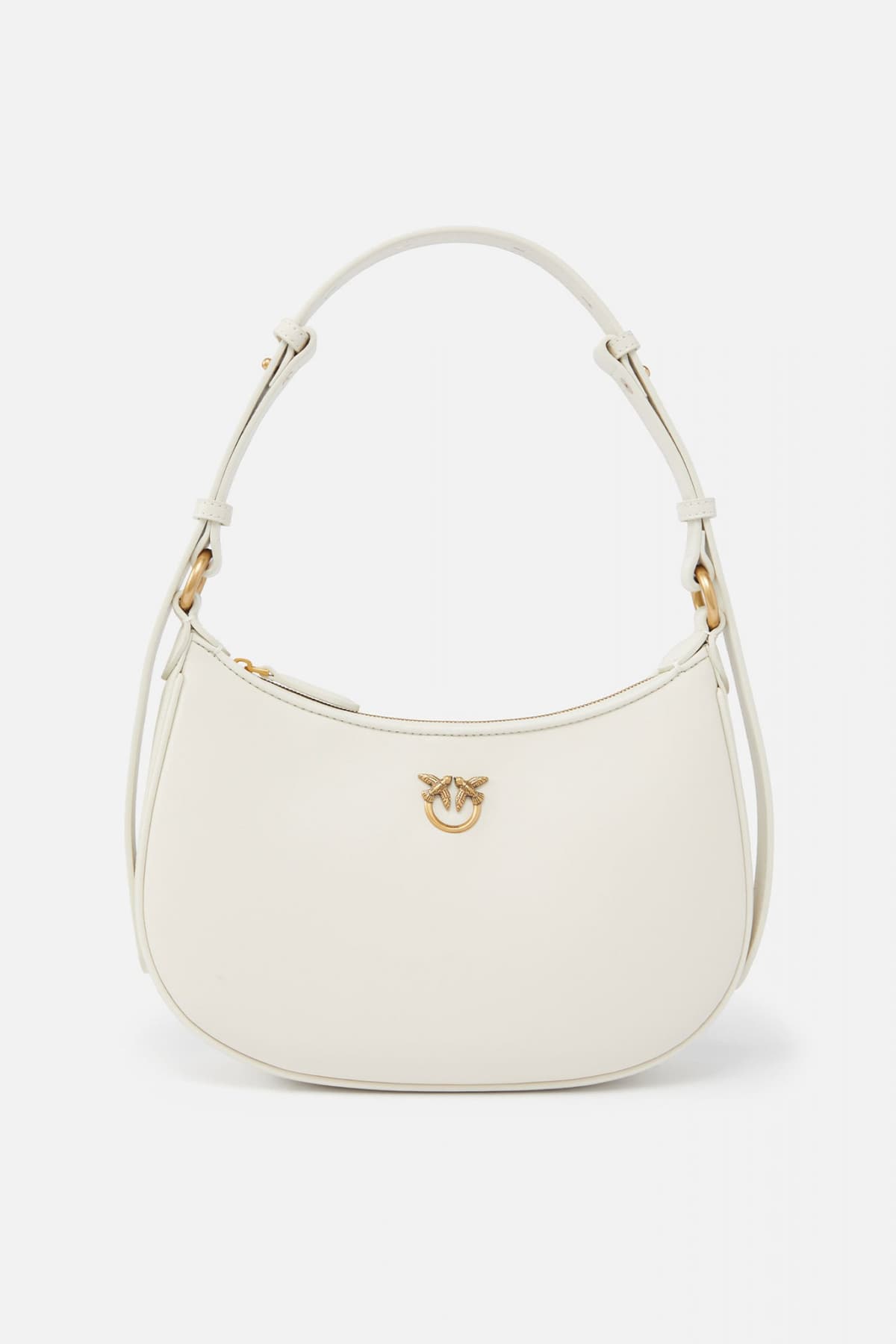 PINKO ΤΣΑΝΤΑ ΩΜΟΥ HALF MOON MINI FL VITELLO SETA ΛΕΥΚΟ