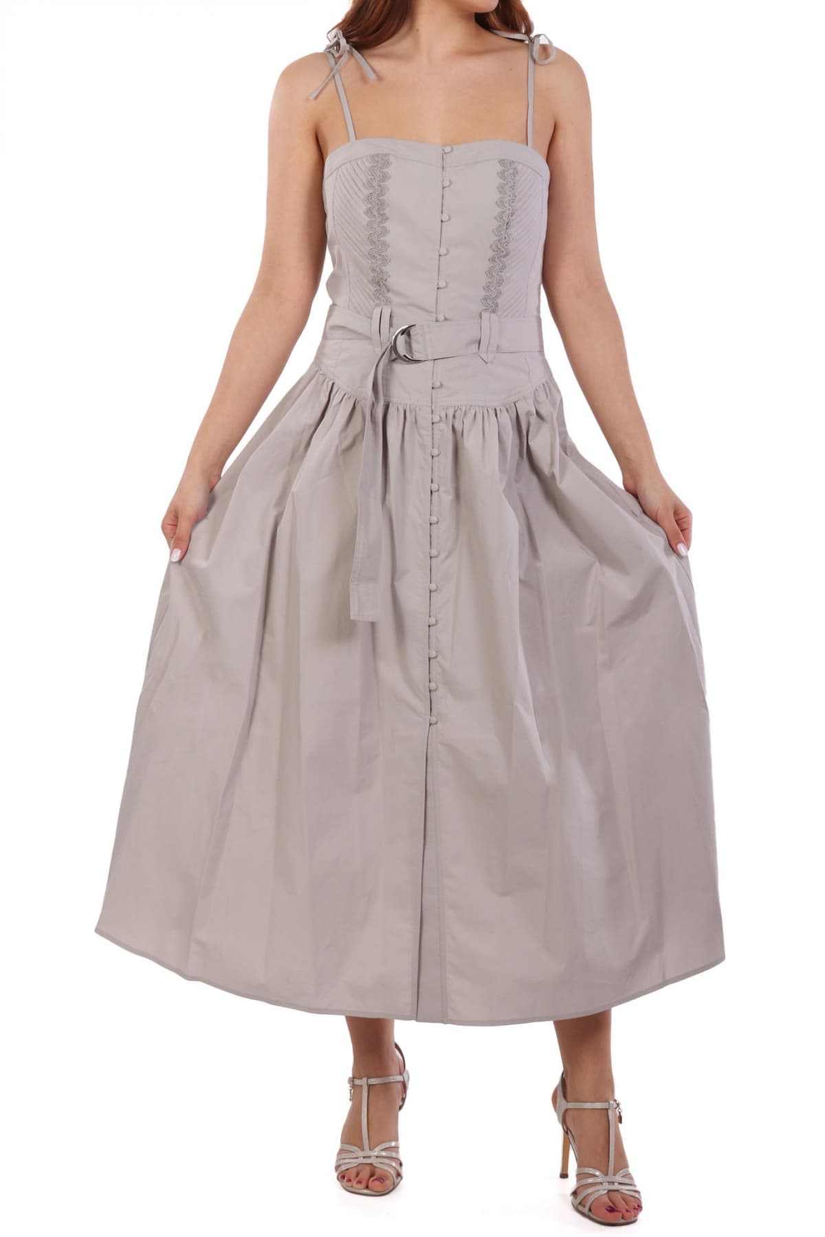 MARELLA ΦΟΡΕΜΑ MIDI BRADO ΚΕΝΤΗΜΑ ΑΠΟΣΠΩΜΕΝΗ ΖΩΝΗ ΓΚΡΙ