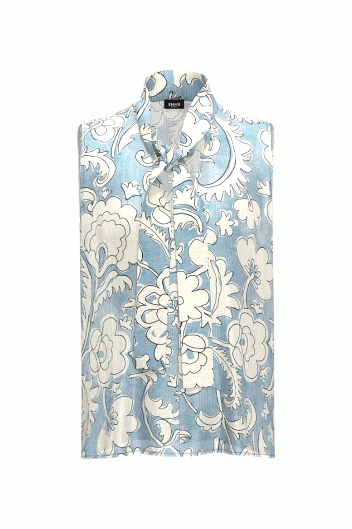 MARELLA EMME ΜΠΛΟΥΖΑ ΤΟΠ NOGAL ΑΜΑΝΙΚΟ ΣΑΤΕΝ ΔΕΣΙΜΟ ΣΤΟΝ ΛΑΙΜΟ ΕΜΠΡΙΜΕ ΣΙΕΛ-ΛΕΥΚΟ