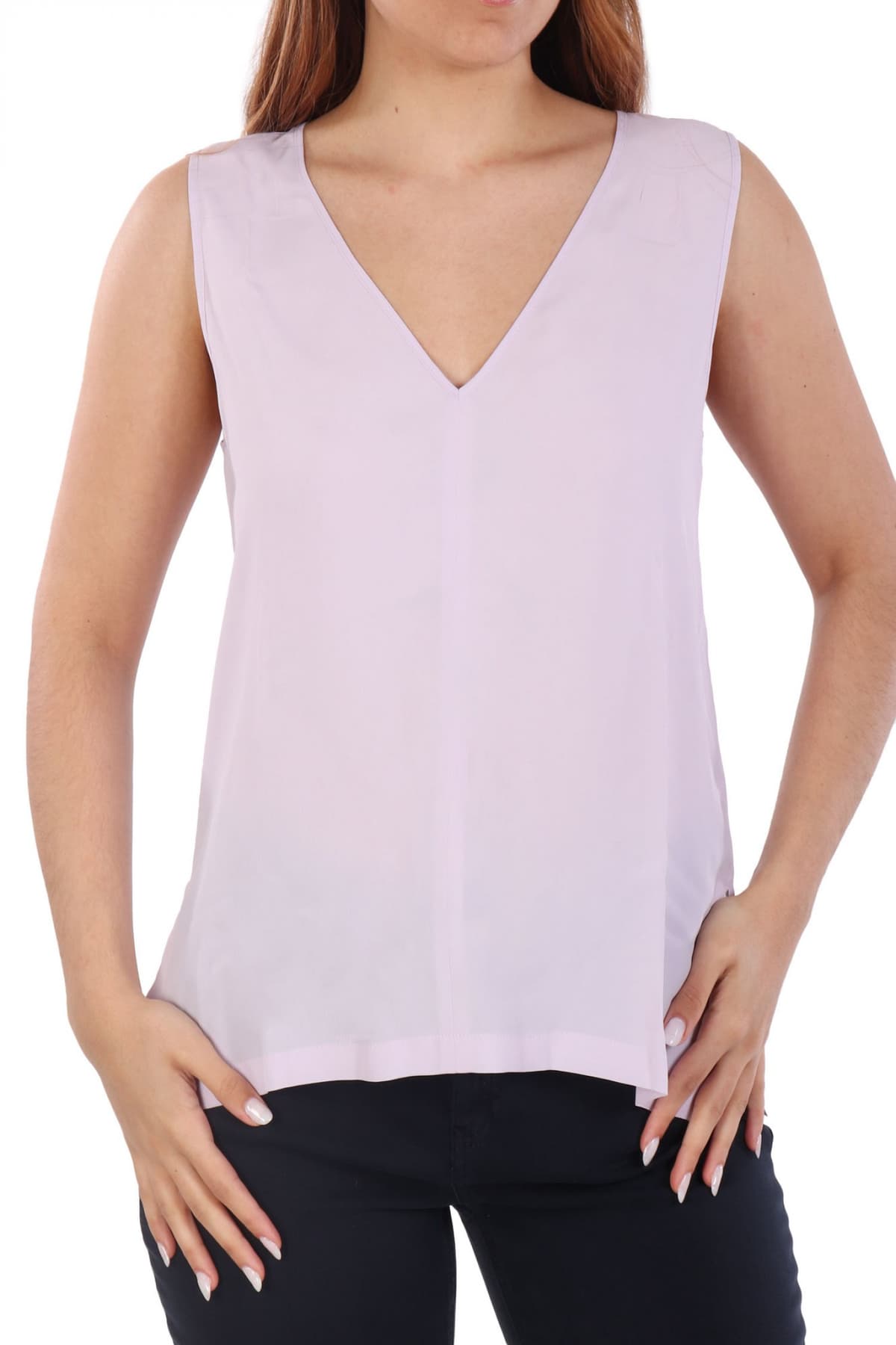 MARELLA EMME ΜΠΛΟΥΖΑ ΤΟΠ GINNICO V-NECK ΜΕΤΑΞΙ ΜΑΥΡΟ