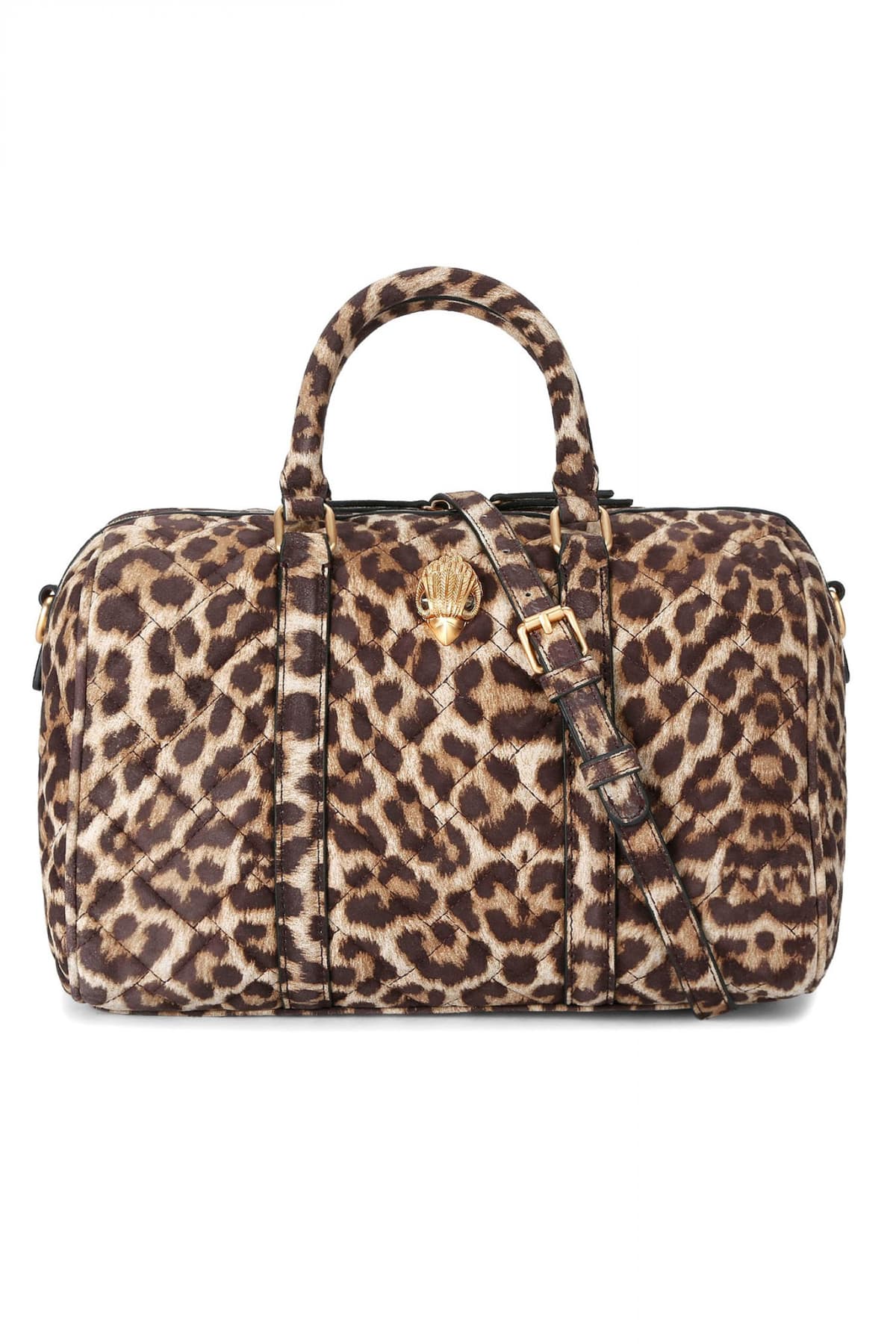 KURT GEIGER ΤΣΑΝΤA XEIΡΟΣ/CROSSBODY KENSINGTON ΒΟSTON ΛΕΟΠΑΡ ΣΟΥΕΤ ΚΑΠΙΤΟΝΕ LOGO KAΦΕ/ΜΠΕΖ