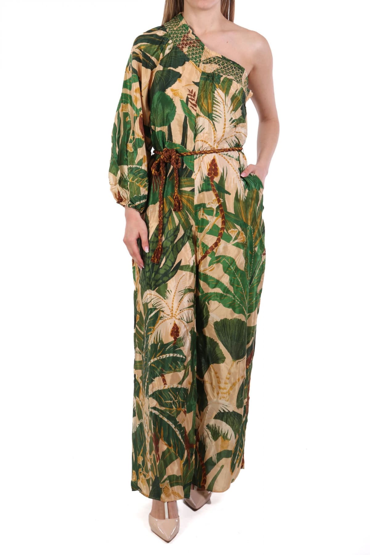FARM RIO TROPICAL ISLA BEIGE JUMPSUIT 333009-25135 Green