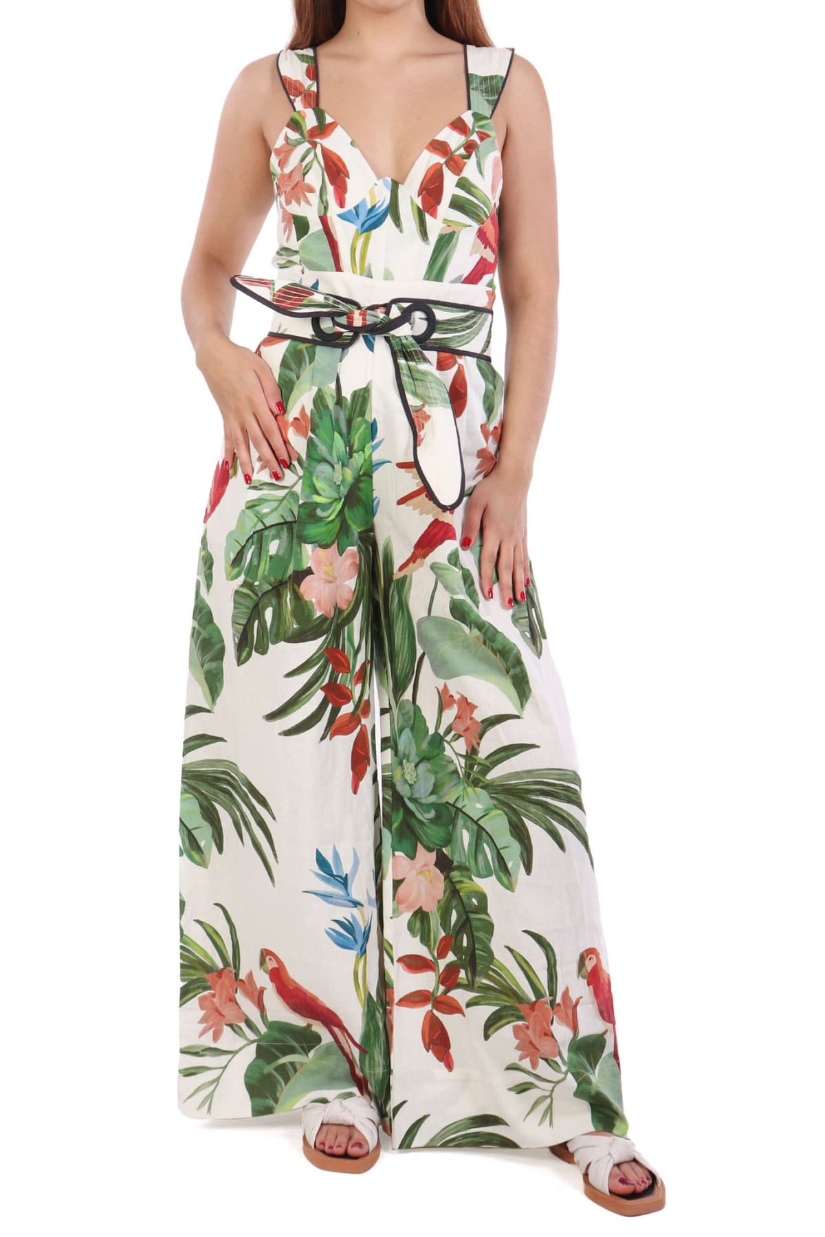 FARM RIO ΟΛΟΣΩΜΗ ΦΟΡΜΑ MIDNIGHT MACAW FIESTA MIX FLORAL ΖΩΝΗ ΛΕΥΚΟ-ΠΡΑΣΙΝΟ