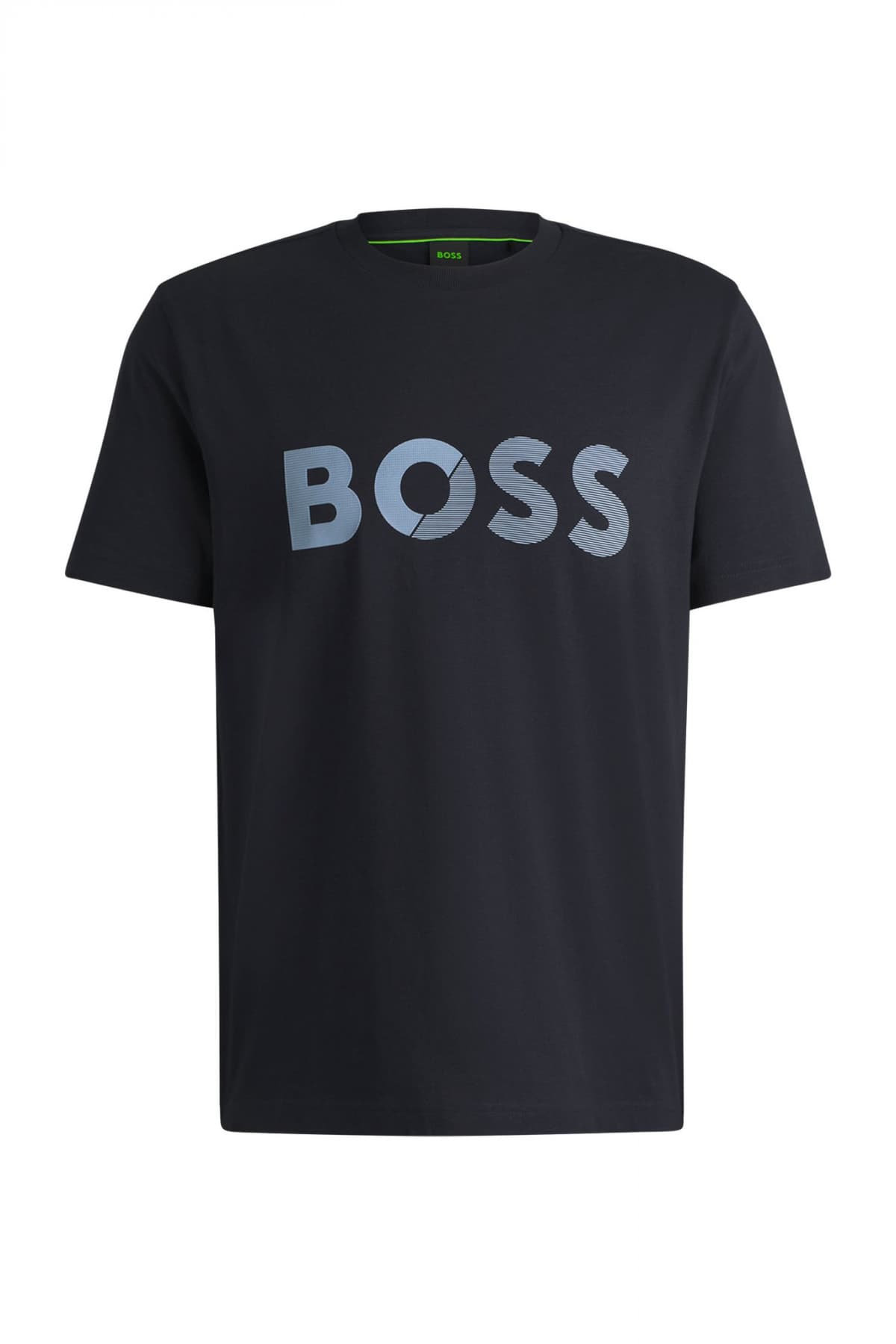 BOSS ATHLEISURE T-SHIRT REGULAR FIT TEE TAPE LOGO ΣΚΟΥΡΟ ΜΠΛΕ