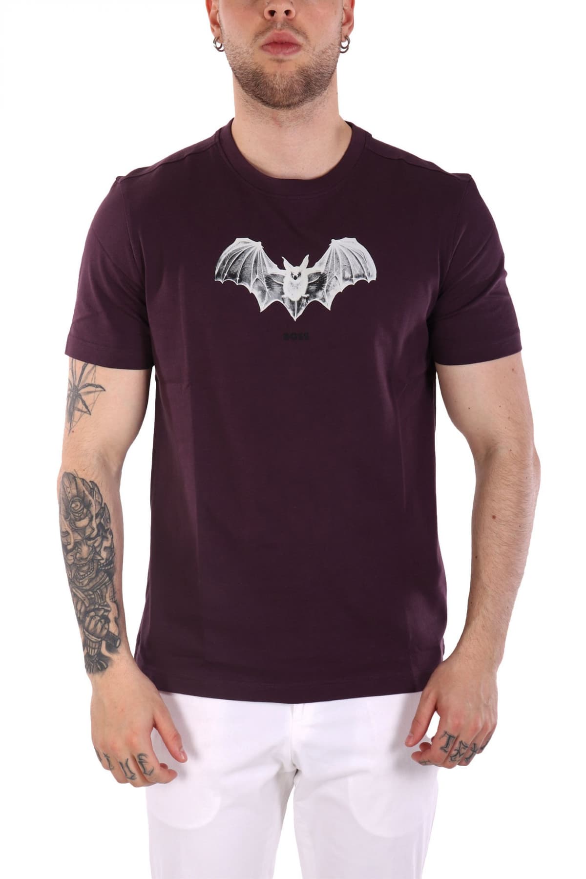 BOSS CASUAL T-SHIRT ΜΕ ΣΤΑΜΠΑ REGULAR FIT TE_SPIDERBAT ΛΑΔΙ