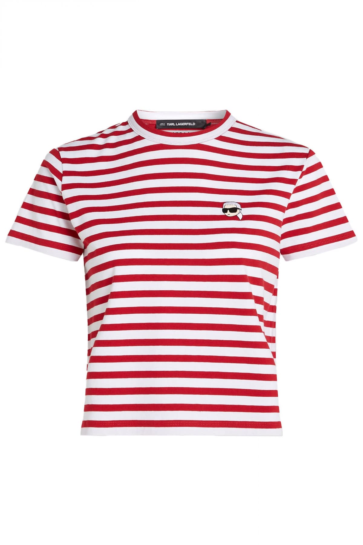 KARL LAGERFELD T-SHIRT IKON STRIPE BOXY ΡΙΓΕ ΣΙΕΛ-ΛΕΥΚΟ