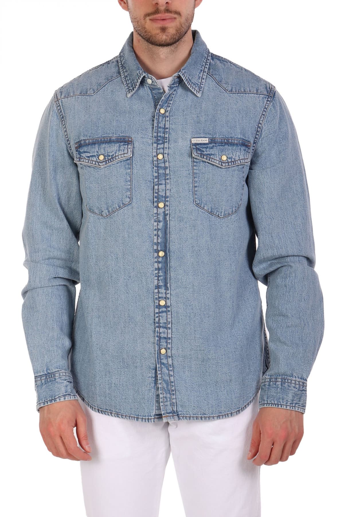 GUESS JEANS ΠΟΥΚΑΜΙΣΟ JEANS SLIM FIT ΣΙΕΛ