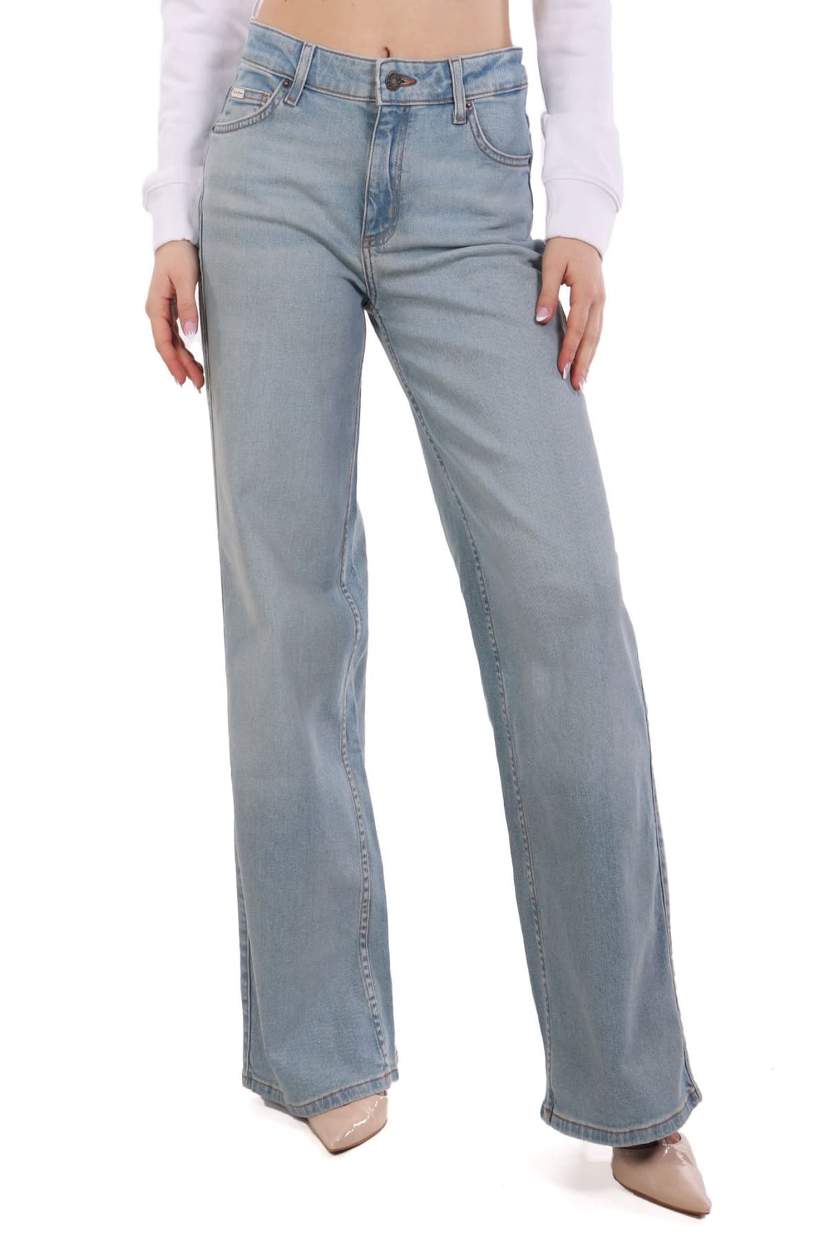 GUESS JEANS ΠΑΝΤΕΛΟΝΑ JEANS WIDE LEG G11 ΑΝΟΙΧΤΟ ΜΠΛΕ