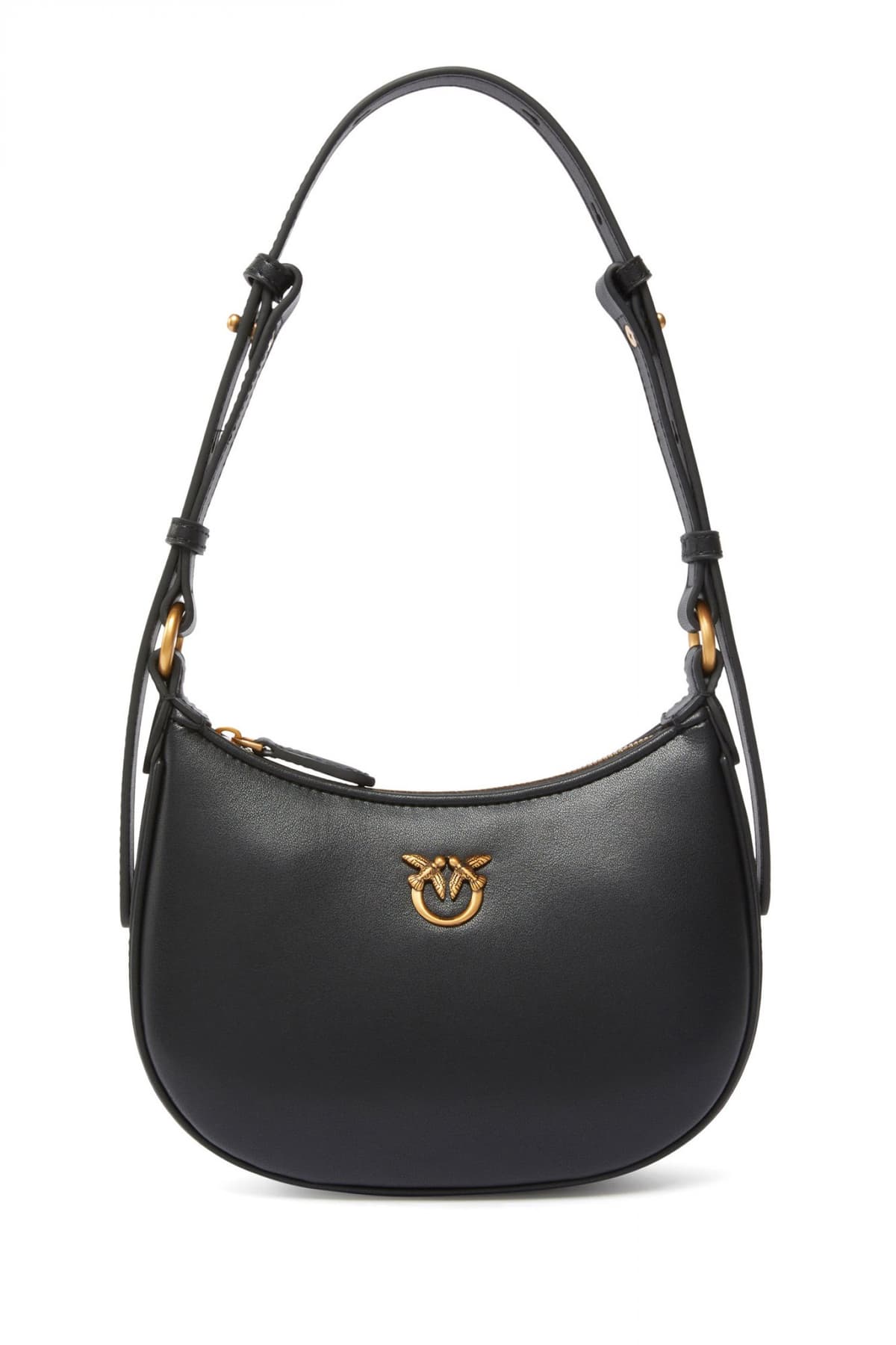 PINKO ΤΣΑΝΤΑKI ΩΜΟΥ HALF MOON BABY VITELLO SETA ΛΕΥΚΟ-ANTIQUE GOLD