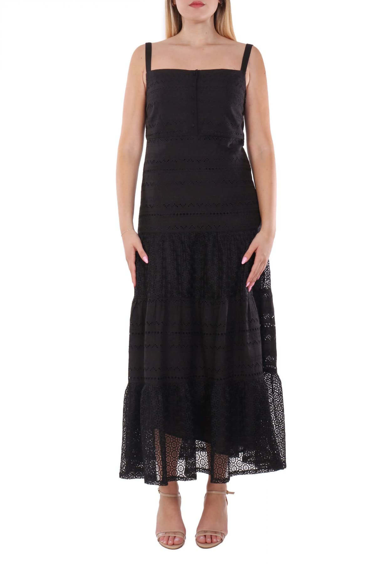 MARELLA ΦΟΡΕΜΑ MIDI BAVERO ΔΙΑΤΡΗΤΟ ΒΟΛΑΝ ΜΑΥΡΟ