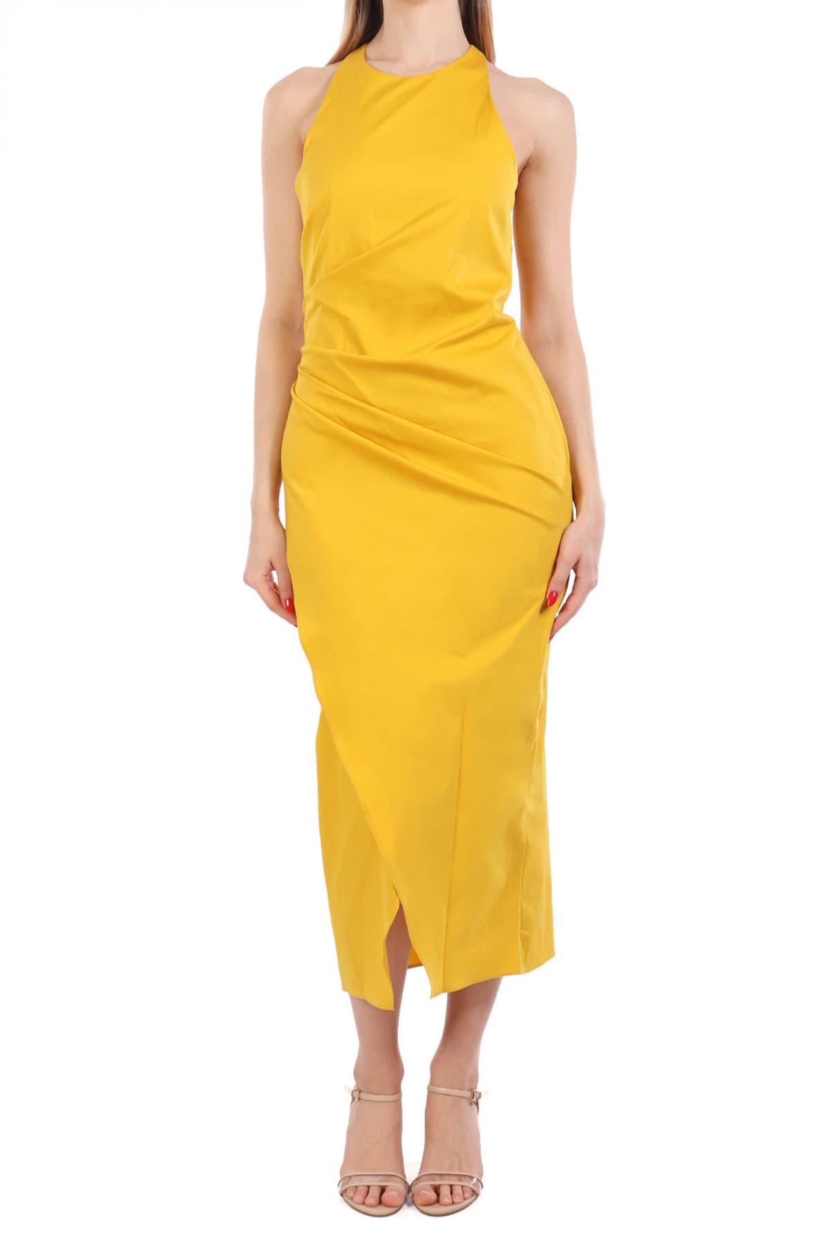 MARELLA ΦΟΡΕΜΑ MIDI ELEGIA ΝΤΡΑΠΕ ΑΝΟΙΧΤΗ ΠΛΑΤΗ ΚΙΤΡΙΝΟ