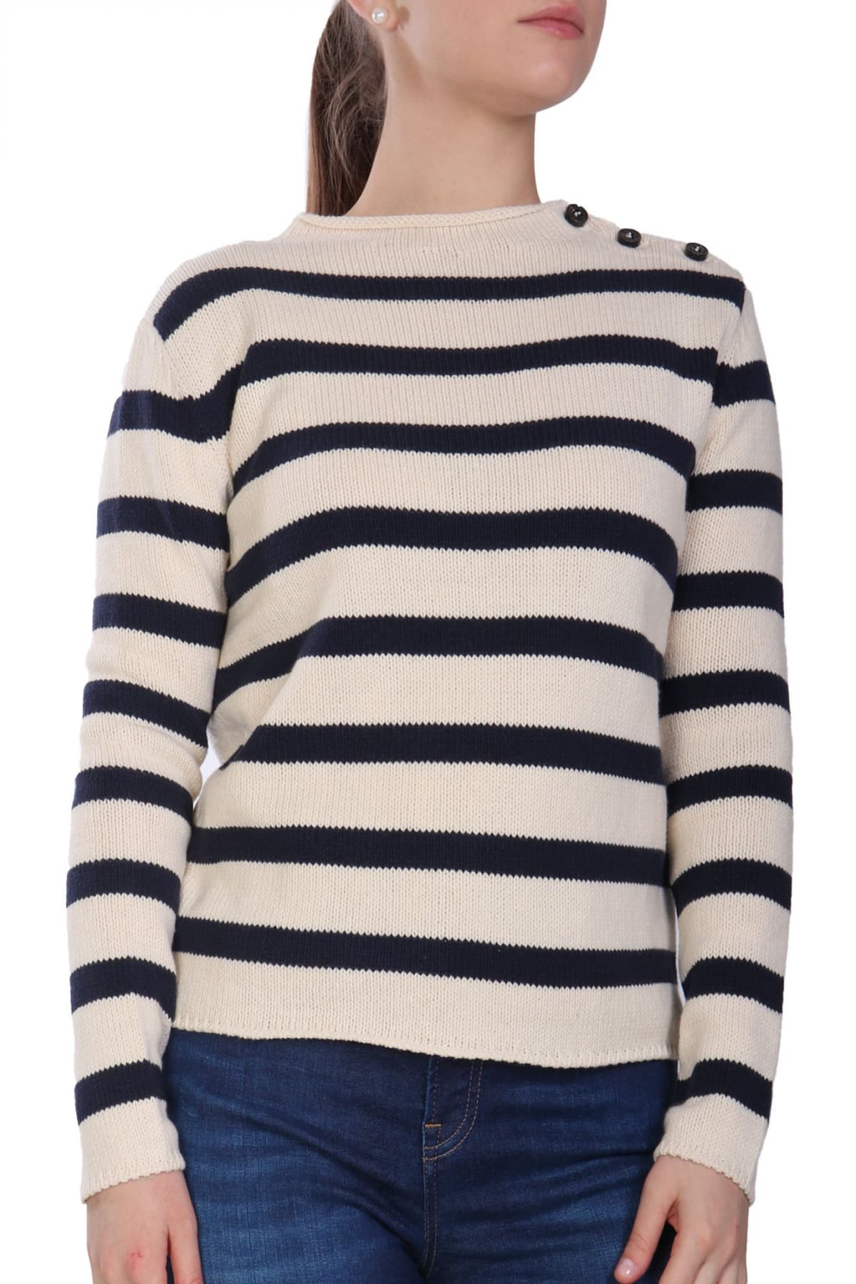 MAX MARA WEEKEND ΠΛΕΚΤΟ VIBO ΡΙΓΕ ΕΚΡΟΥ-ΜΠΛΕ