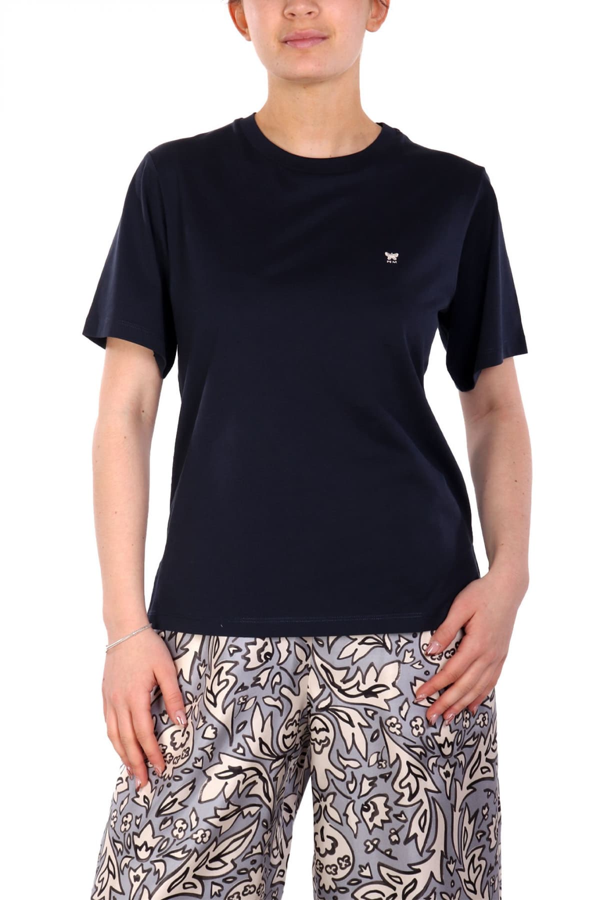 MAX MARA WEEKEND T-SHIRT SATRAPO LOGO ΣΚΟΥΡΟ ΜΠΛΕ