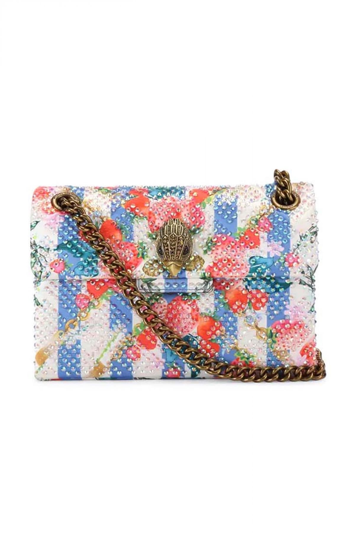 KURT GEIGER ΤΣΑΝΤΑΚΙ CROSSBODY/ΩΜΟΥ FABRIC MINI KENSINGTON ΑΛΥΣΙΔΑ ΣΤΡΑΣ LOGO ΠΟΛΥΧΡΩΜΟ