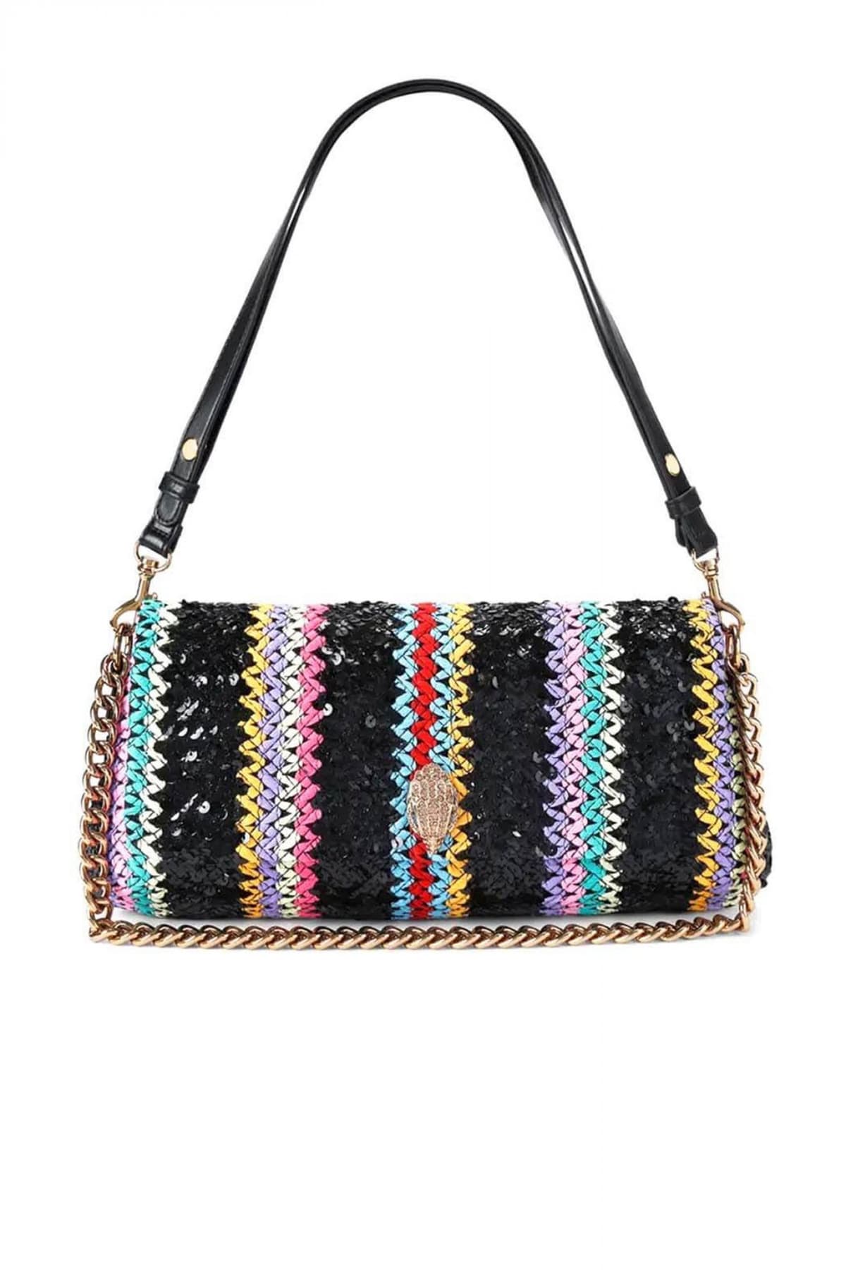 KURT GEIGER TΣΑΝΤΑ CROSSBODY /ΩΜΟΥ LONG KENSINGTON BAG AΛΥΣΙΔΑ ΣΧΕΔΙΑ ΠΟΥΛΙΕΣ LOGO ΠΟΛΥΧΡΩΜΟ