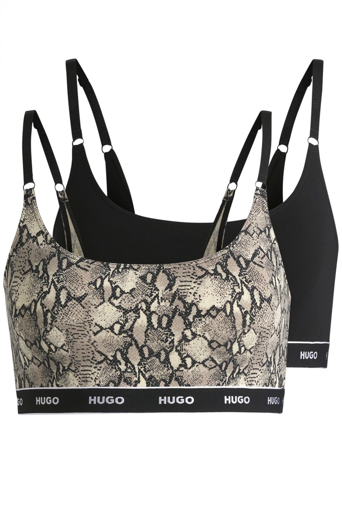 HUGO ΕΣΩΡΟΥΧΟ TWIN BRALETTE DESIGN LOGO ΜΑΥΡΟ-ΛΕΟΠΑΡ