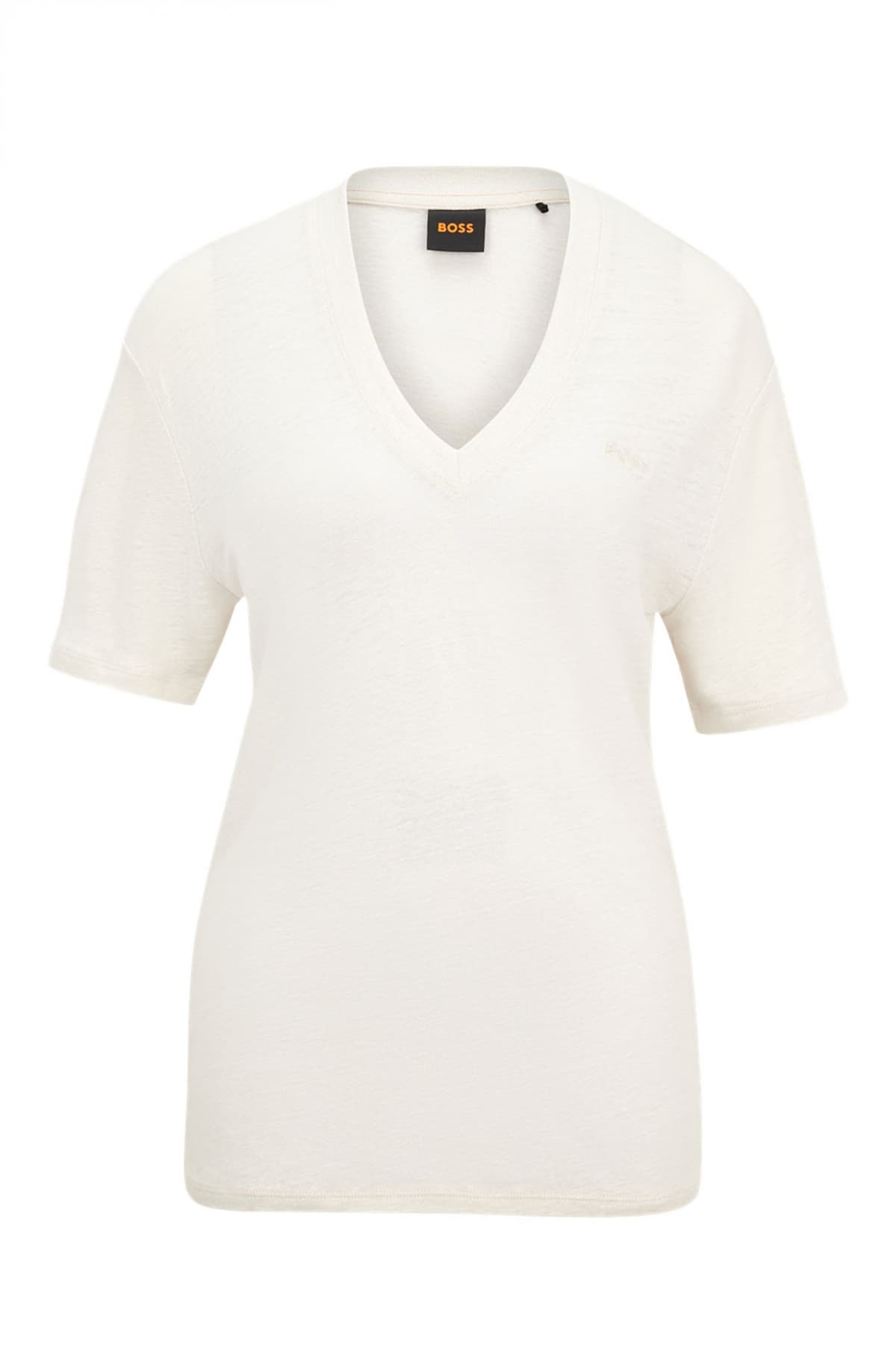 BOSS T-SHIRT C_ELA V-NECK LOGO ΣΙΕΛ