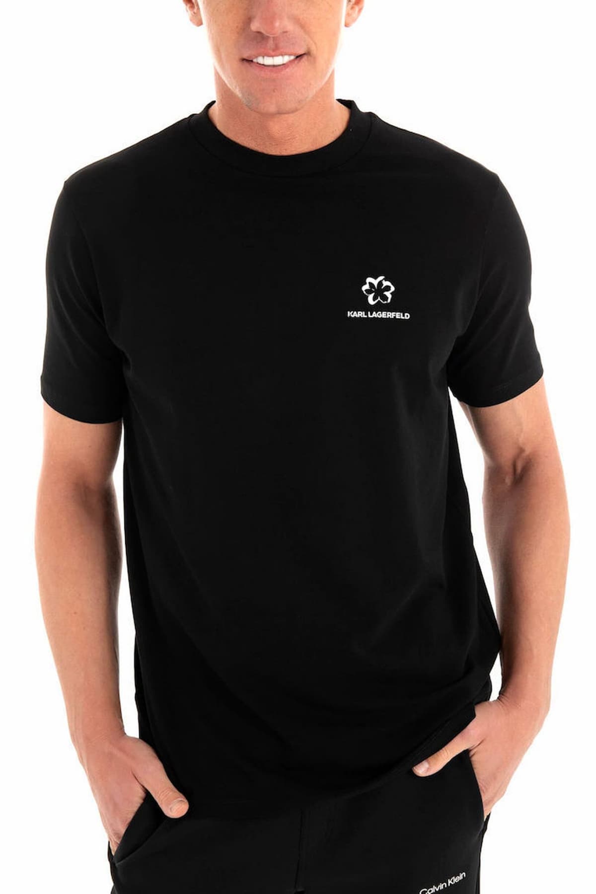 KARL LAGERFELD T-SHIRT LOGO ΜΑΥΡΟ