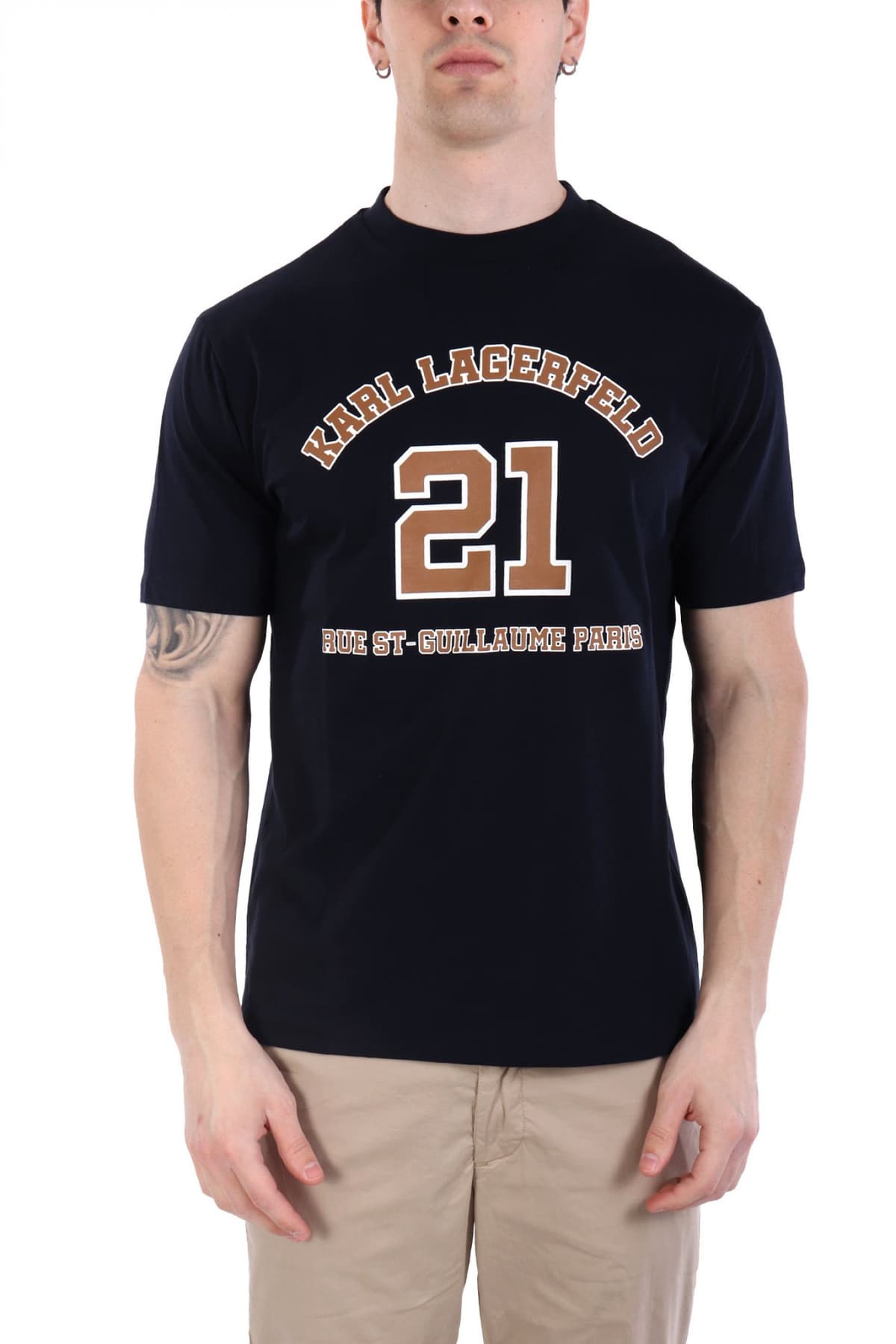 KARL LAGERFELD T-SHIRT CREW NECK LOGO ΜΠΛΕ