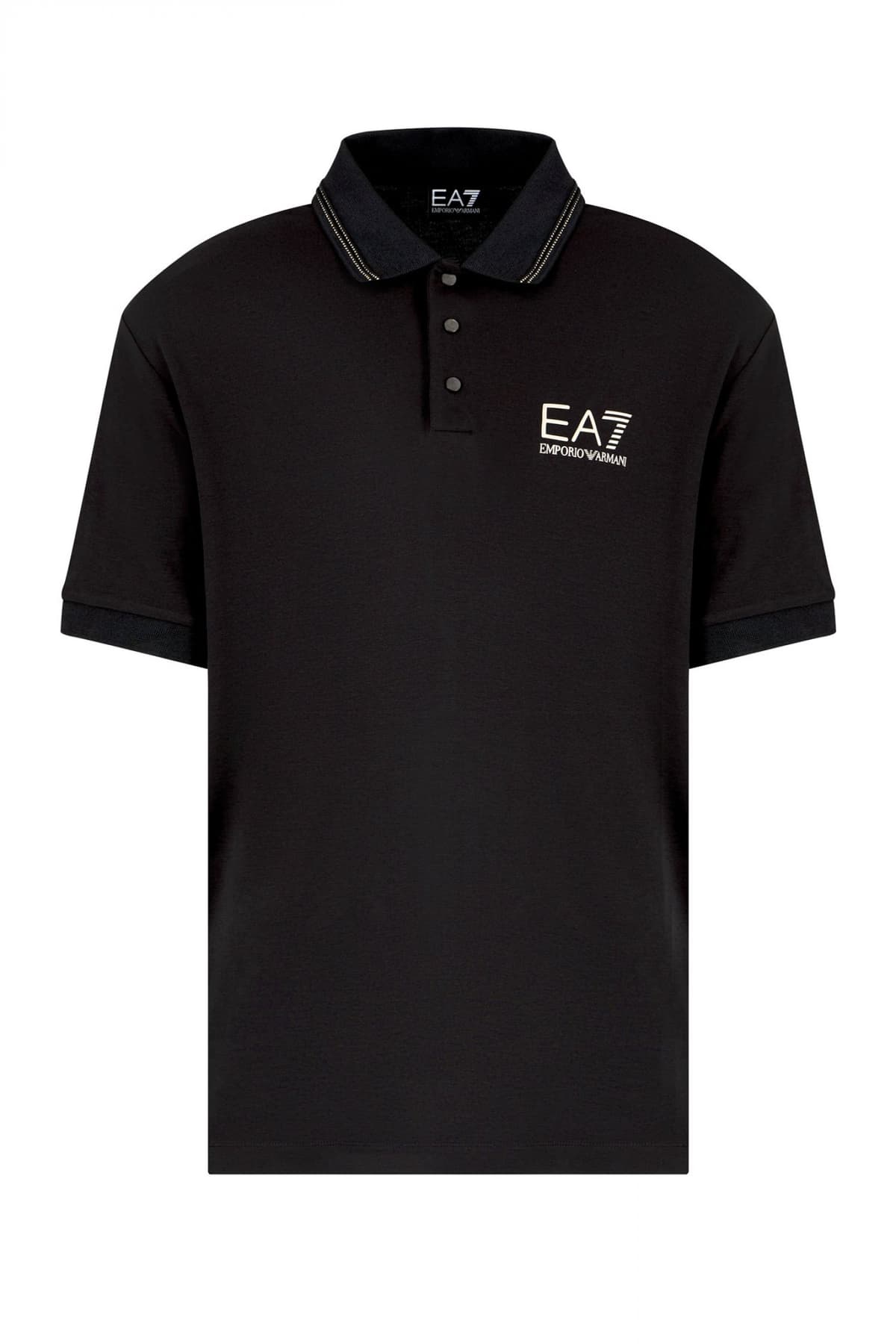 ARMANI 7 POLO METALLIC BUTTONS LOGO ΜΑΥΡΟ