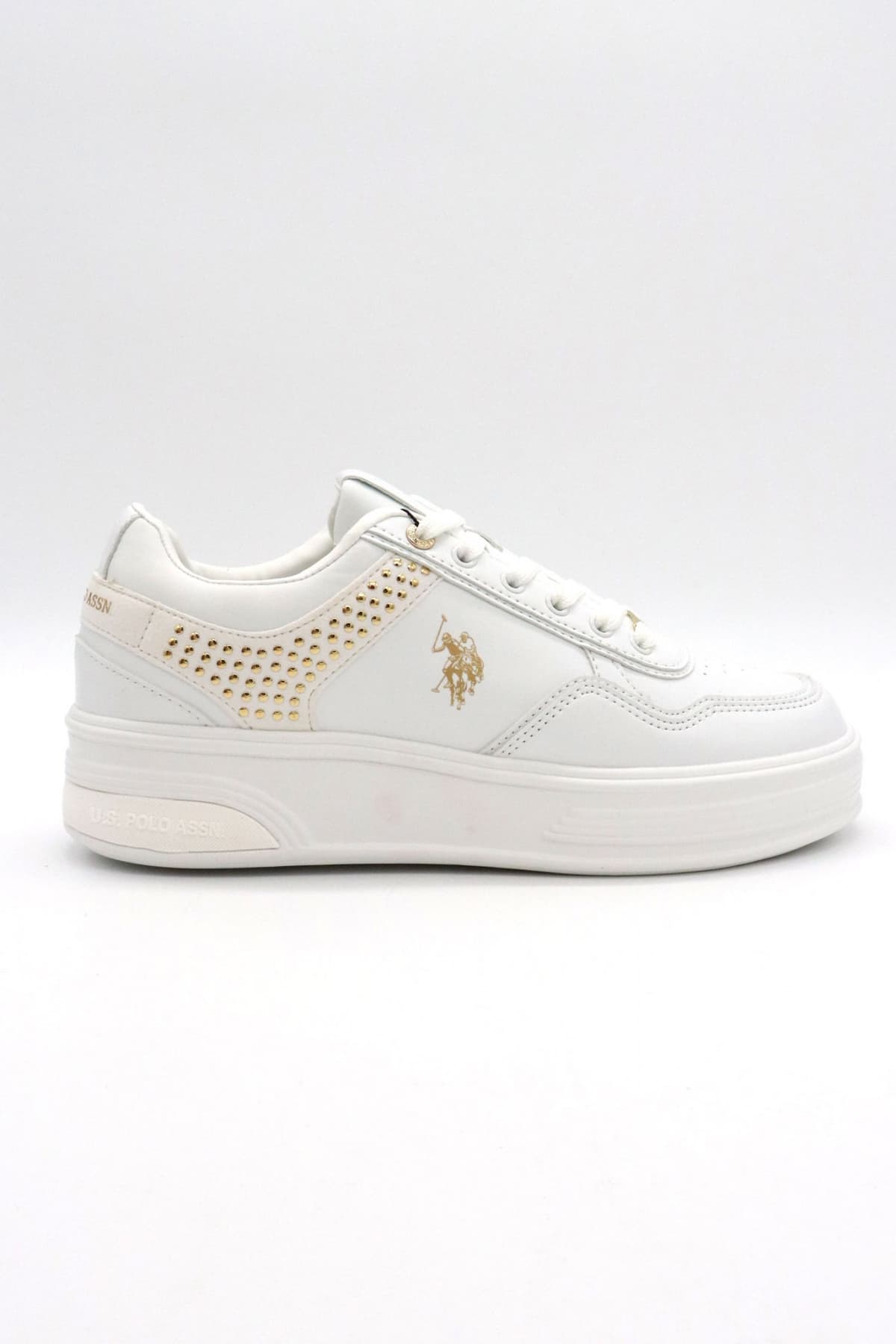 U.S. POLO ASSN. ΠΑΠΟΥΤΣΙΑ SNEAKERS ΧΡΥΣΕΣ ΛΕΠΤΟΜΕΡΕΙΕΣ LOGO ΛΕΥΚΟ