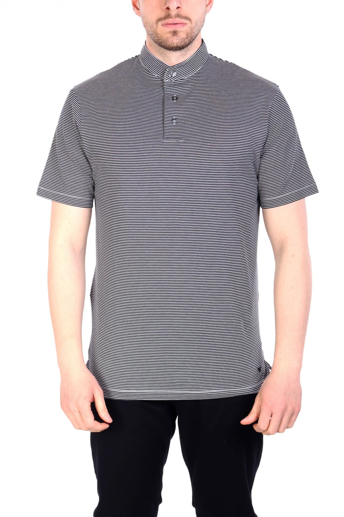 EMPORIO ARMANI POLO MAO ΡΙΓΕ ΛΕΥΚΟ-ΜΠΛΕ