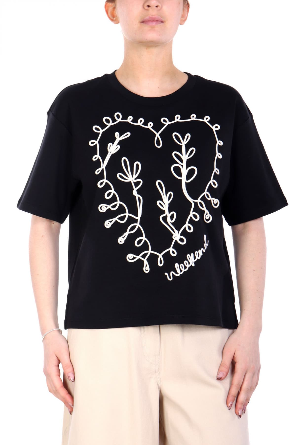 MAX MARA WEEKEND T-SHIRT LECCO ΚΕΝΤΗΜΑ LOGO ΜΑΥΡΟ