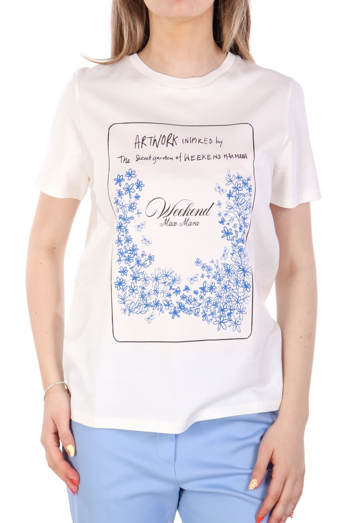 MAX MARA WEEKEND T-SHIRT TEIERA LOGO ΕΚΡΟΥ