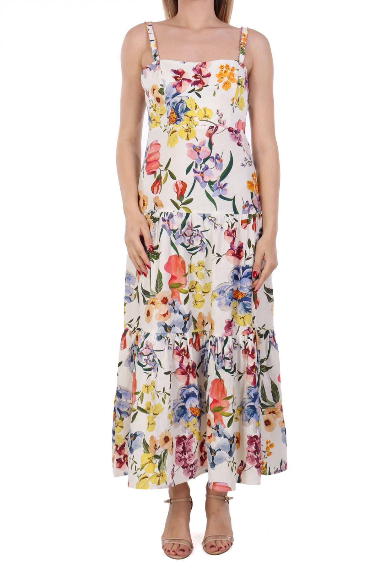 FARM RIO ΦΟΡΕΜΑ MIDI GREEK GARDEN FLORAL ΒΟΛΑΝ ΚΑΤΩ ΠΟΛΥΧΡΩΜΟ