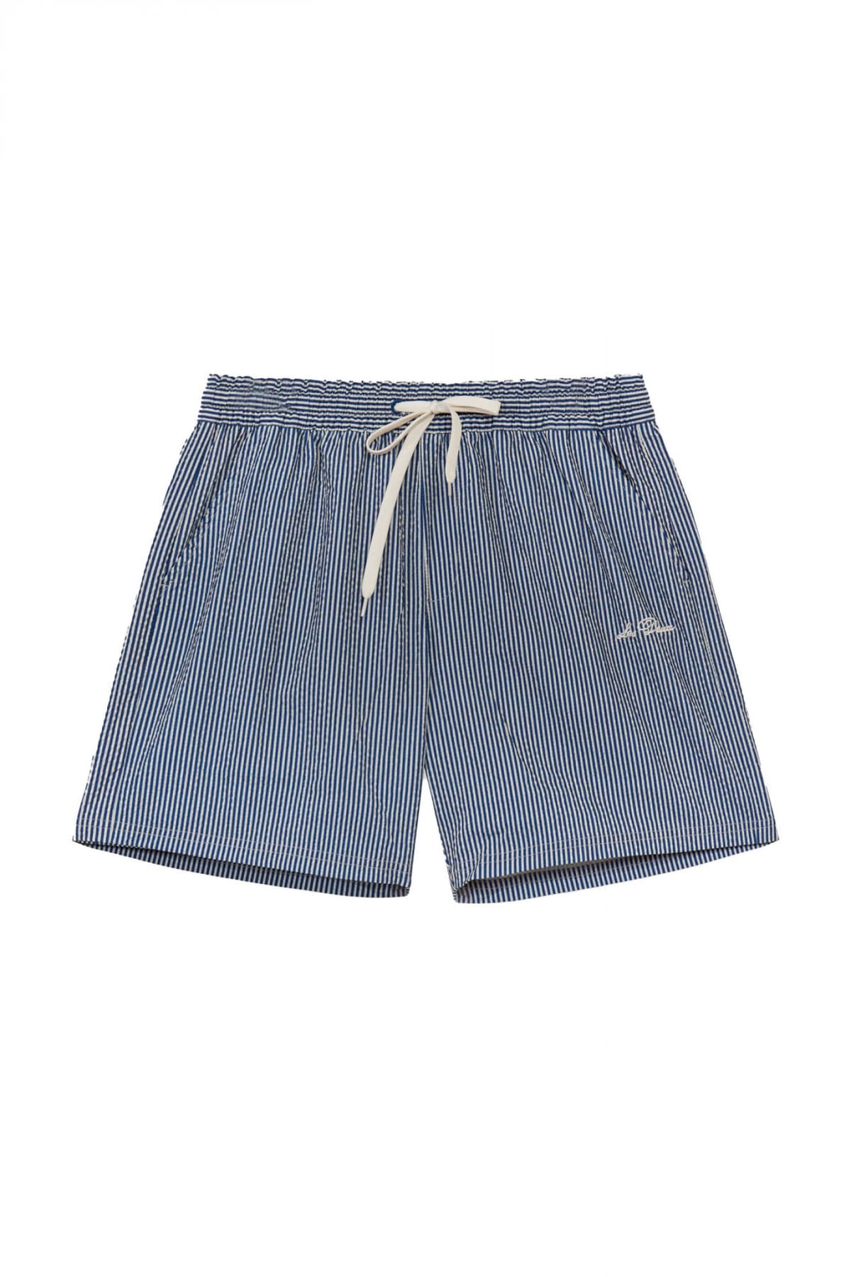 LES DEUX ΜΑΓΙΩ STAN STRIPE SEERSUCKER ΡΙΓΕ LOGO ΜΠΕΖ-ΜΠΛΕ