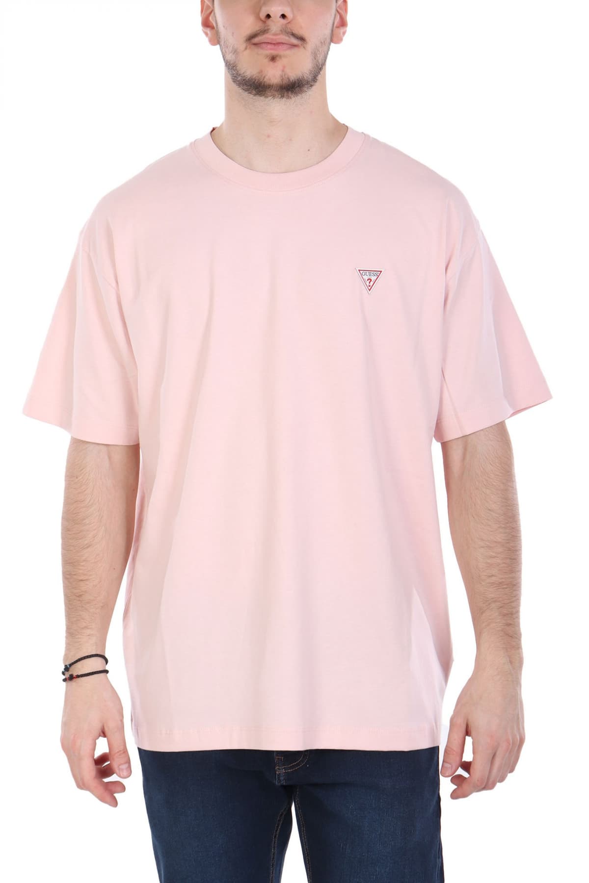 GUESS JEANS T-SHIRT CREWNECK OVERSIZED FIT LOGO ΓΚΡΙ